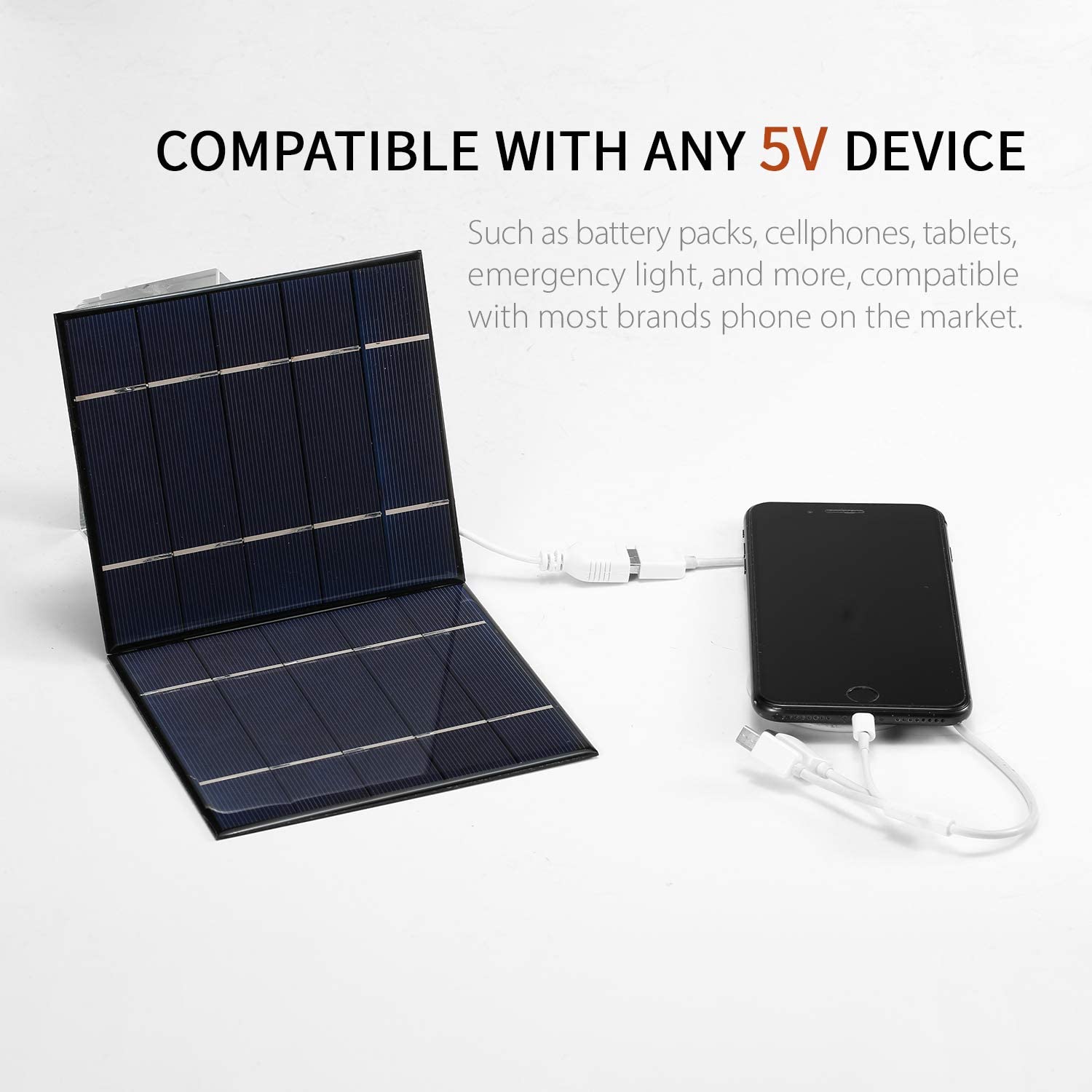 2-Pack 7W/5V Foldable Solar Charger with USB Port - Portable Solar Panel for Camping, Hiking & Travel - Compact Solar Power Bank for Phones, Tablets & Laptops | Perfect for Outdoor Adventures, Emergency Power & Off-Grid Charging