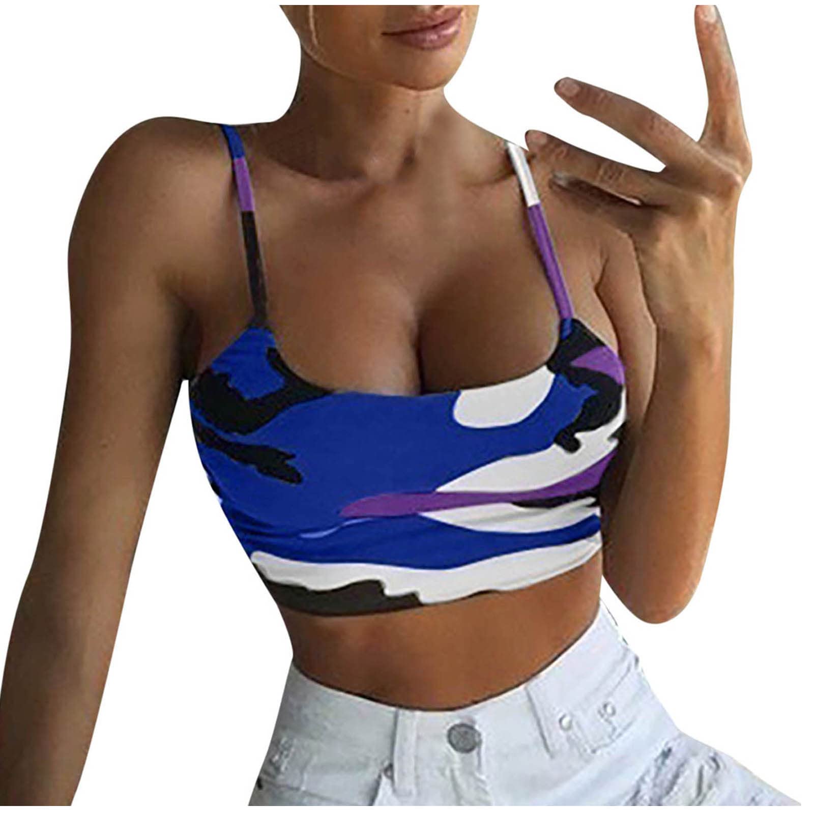 Women's Sexy Sleeveless Camouflage Print Crop Tank Top - Workout Camisole & Comfortable Vest Shirt for Gym, Yoga, Beach & Summer Fashion