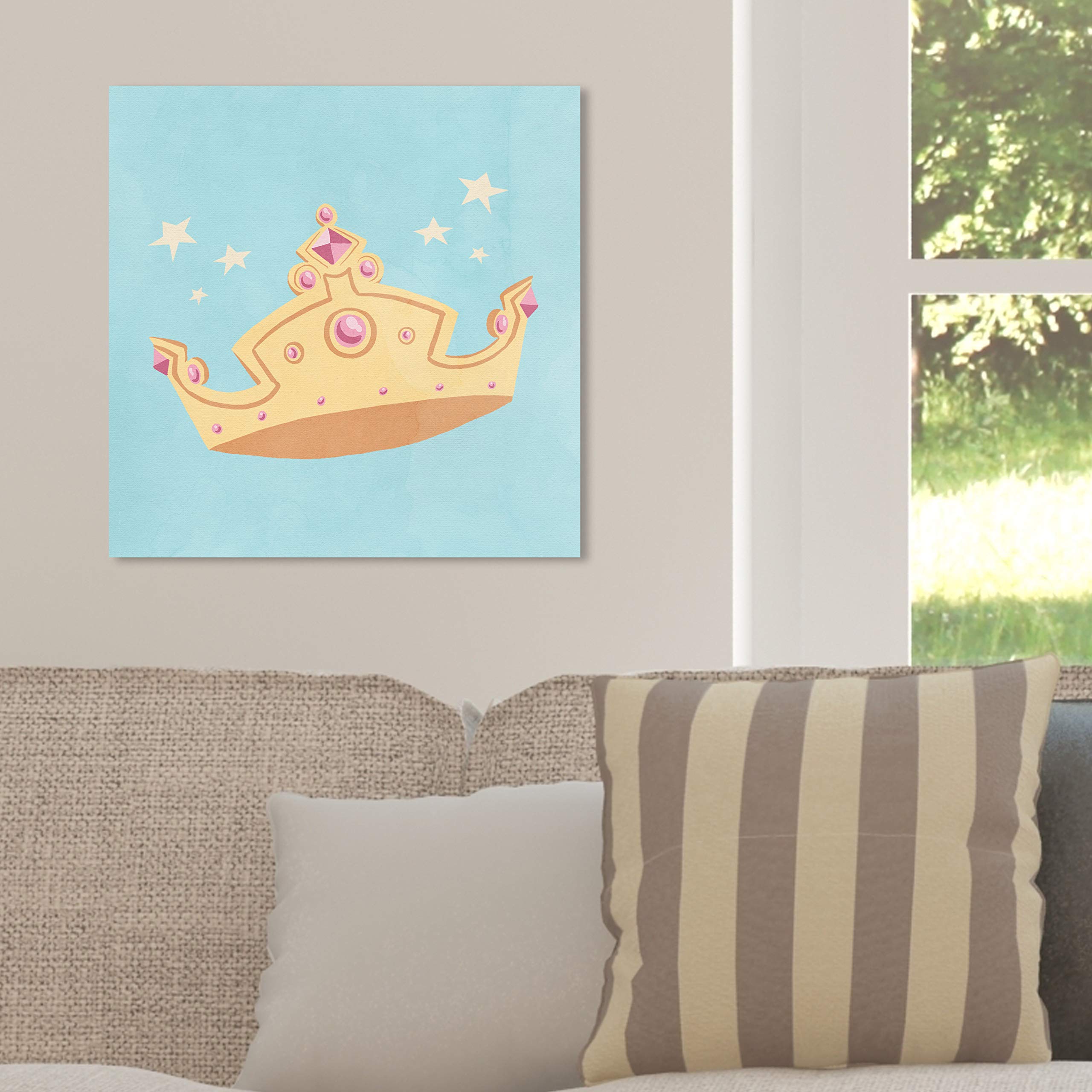Oliver Gal Artist Co. 'Petite Crown' Fantasy Wall Art Canvas Print - 20x20 Inches Yellow & Blue Abstract Home Decor - Perfect for Living Room, Bedroom, or Office Wall Decoration