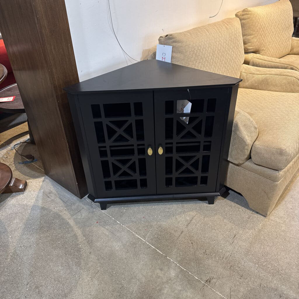 Walker Edison Fretwork Corner Accent Cabinet - Black, 32