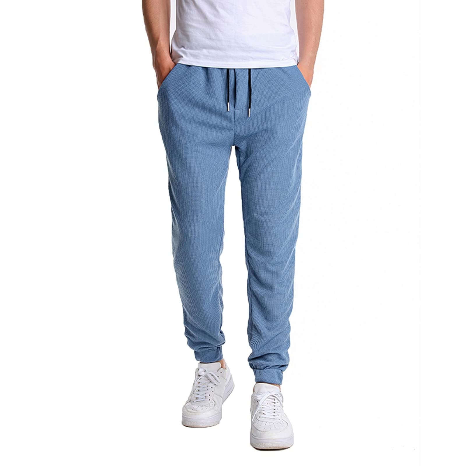 **Men's Harem Pants - Breathable Solid Color Athletic Joggers with Pockets & Elastic Cuffs - Comfortable Lounge & Yoga Pants for Men**    *Use Case: Perfect for yoga, lounging, workouts, or casual wear, these lightweight harem pants offer ultimate comfort and style.*