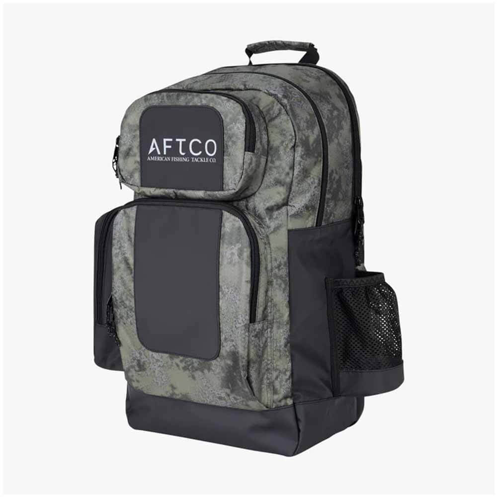 AFTCO Green Acid Camo Fishing Backpack - Waterproof Outdoor Gear for Hiking, Camping & Travel | Durable Tactical Daypack for Anglers & Hunters