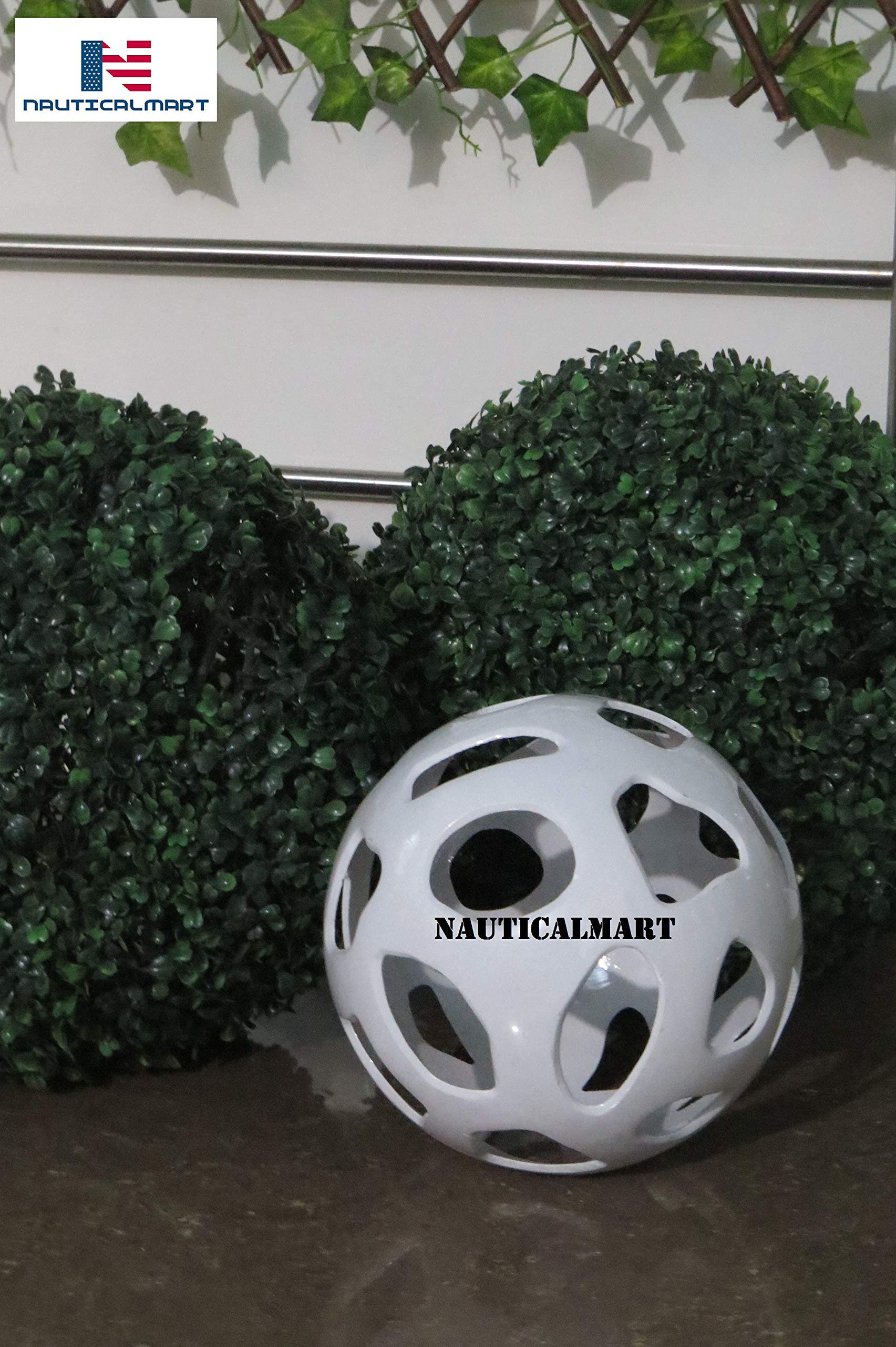 White Aluminum Moon Ball Decorative Sphere Sculpture - Elegant Centerpiece for Dining Table, Living Room & Home Decor | Perfect for Modern Interior Design, Wedding Decorations & Office Accents