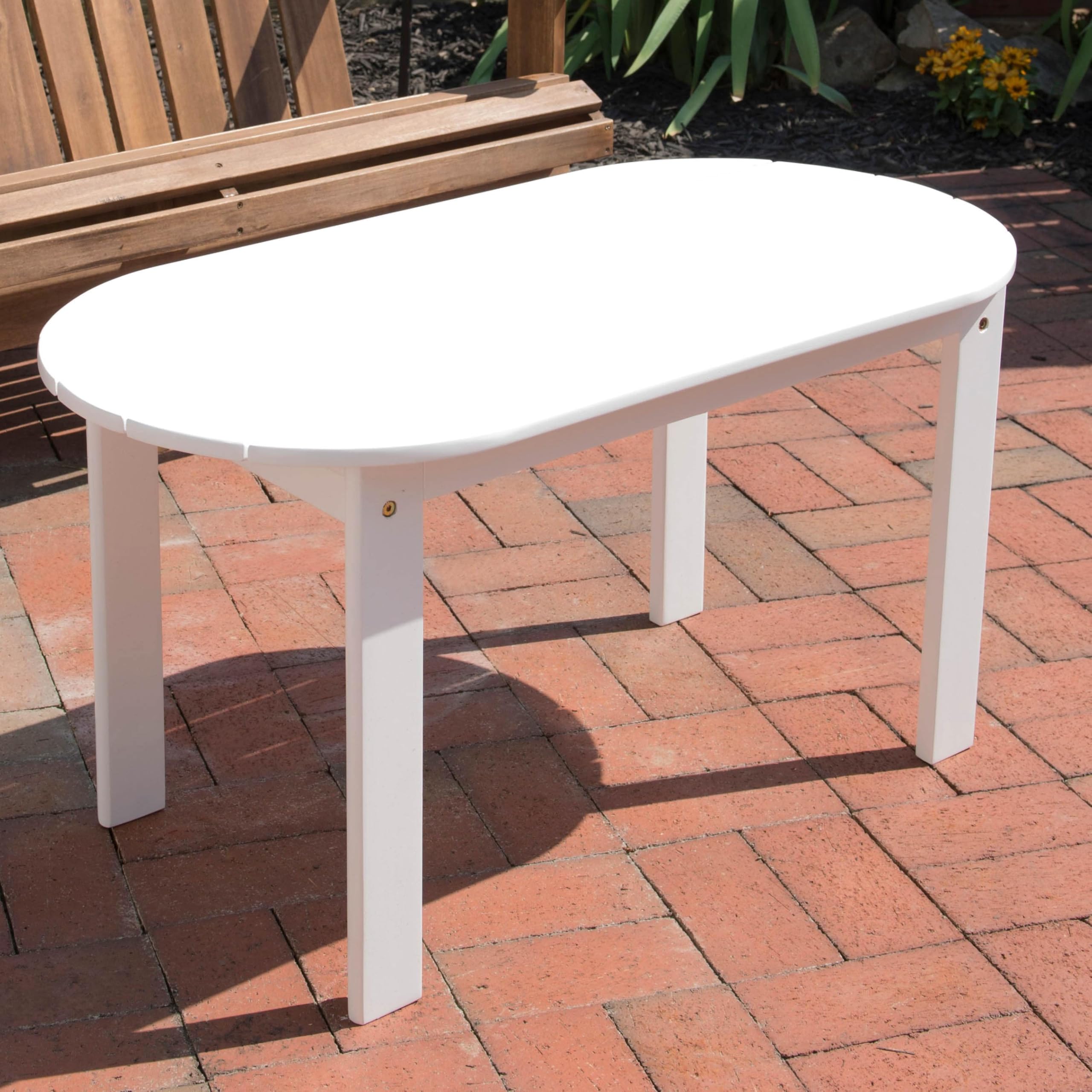Linon Gavil White Adirondack Coffee Table - Outdoor Patio Furniture for Garden, Deck, and Poolside Relaxation