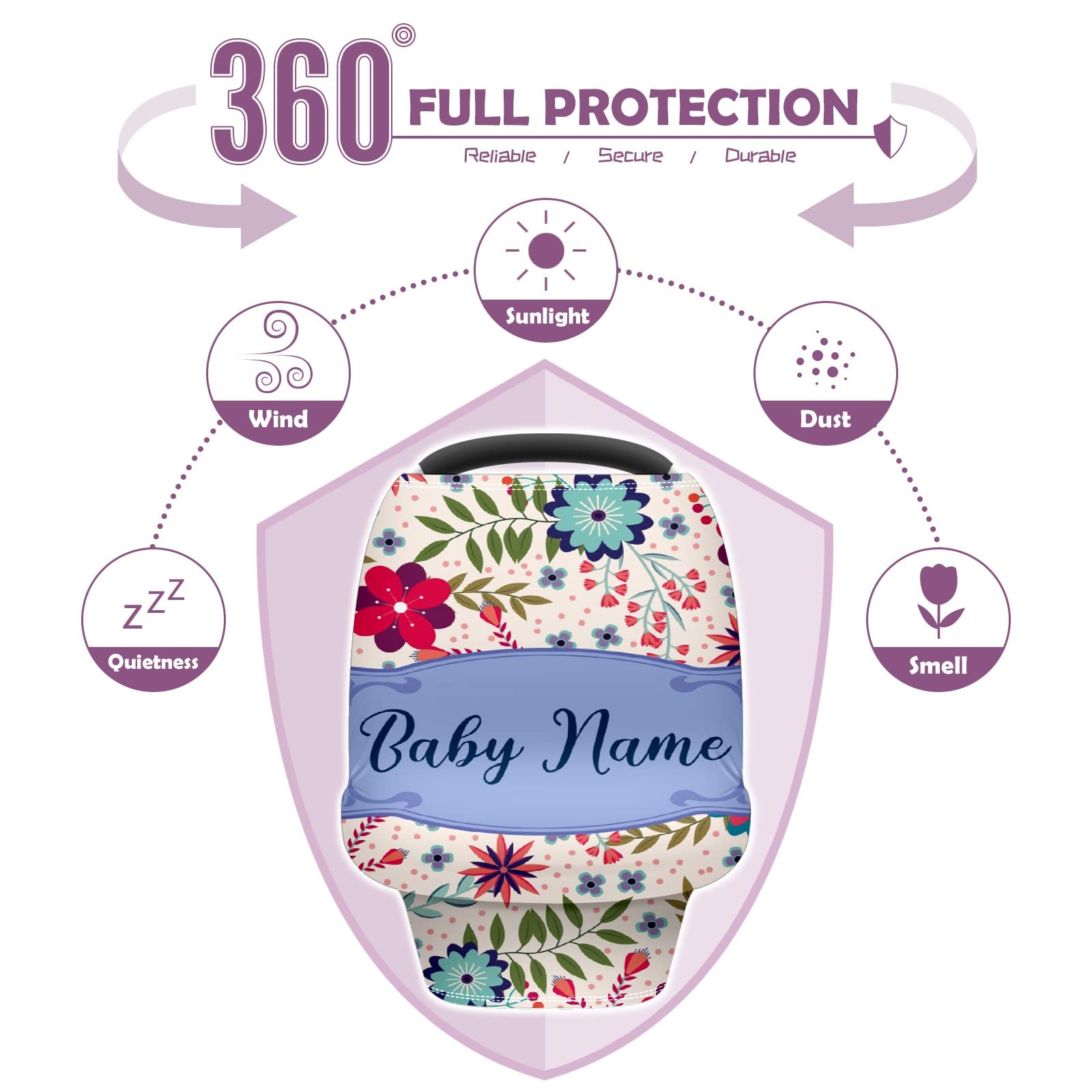 Soft Stretchy Baby Car Seat Cover & Nursing Scarf - Universal Infant Carrier Canopy for Stroller, Car Seat & Breastfeeding - Perfect for New Moms On-The-Go