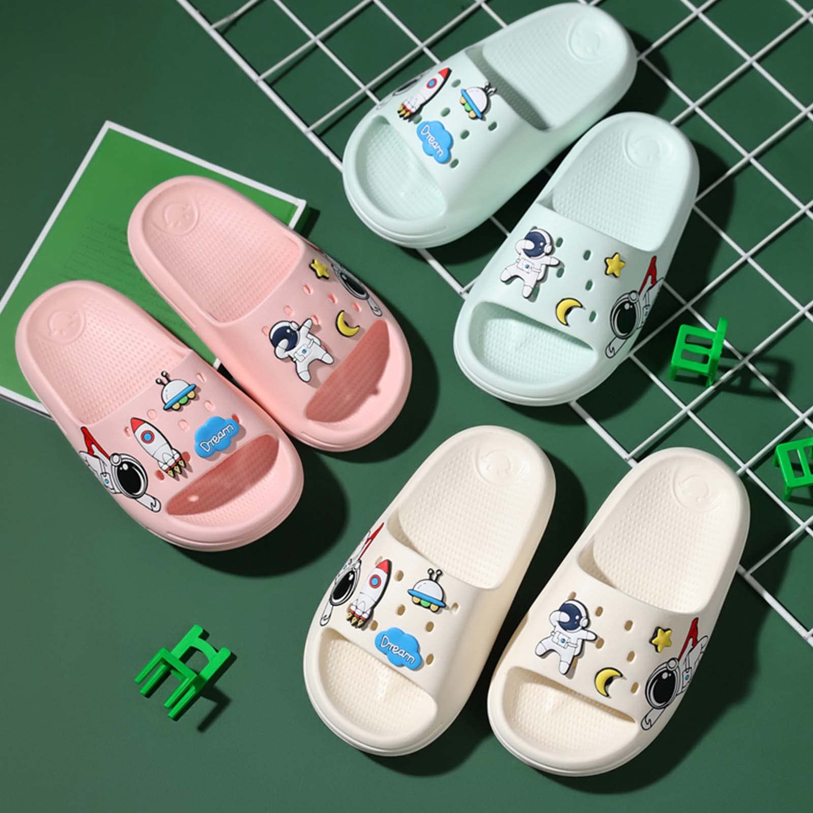 Eliogn Boys Girls Anti-Slip Slide Sandals - Ultra Lightweight Pillow Slippers for Home, Shower & Summer - Water Shoes for Kids (Toddler/Little Kid/Big Kid) - Perfect for Indoor Play, Beach & Pool Activities