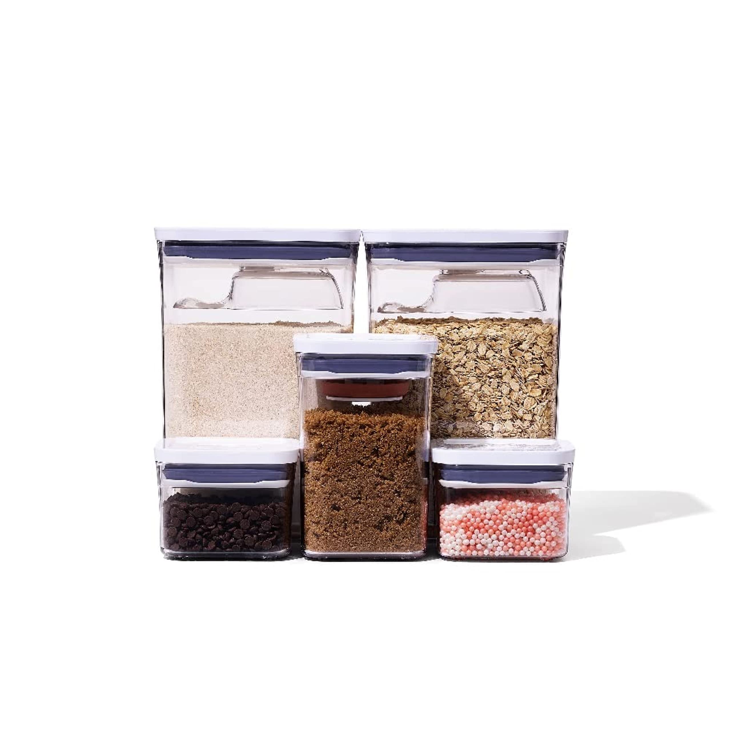 OXO Good Grips 10-Piece & 8-Piece POP Container Sets for Kitchen Storage - Airtight Food Containers for Flour, Sugar, Baking Essentials & Pantry Organization (White) - Perfect for Home Baking, Meal Prep & Space-Saving Storage