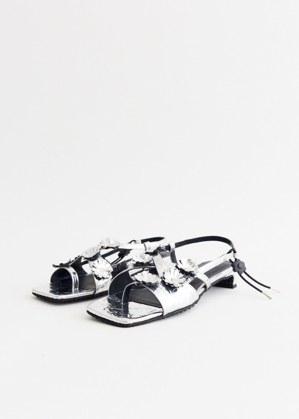 Arna Women's Crinkle Mirror Silver Sandals - Size 4 (24Ftw30020 Sil) | Comfortable Summer Shoes for Beach, Party & Casual Wear