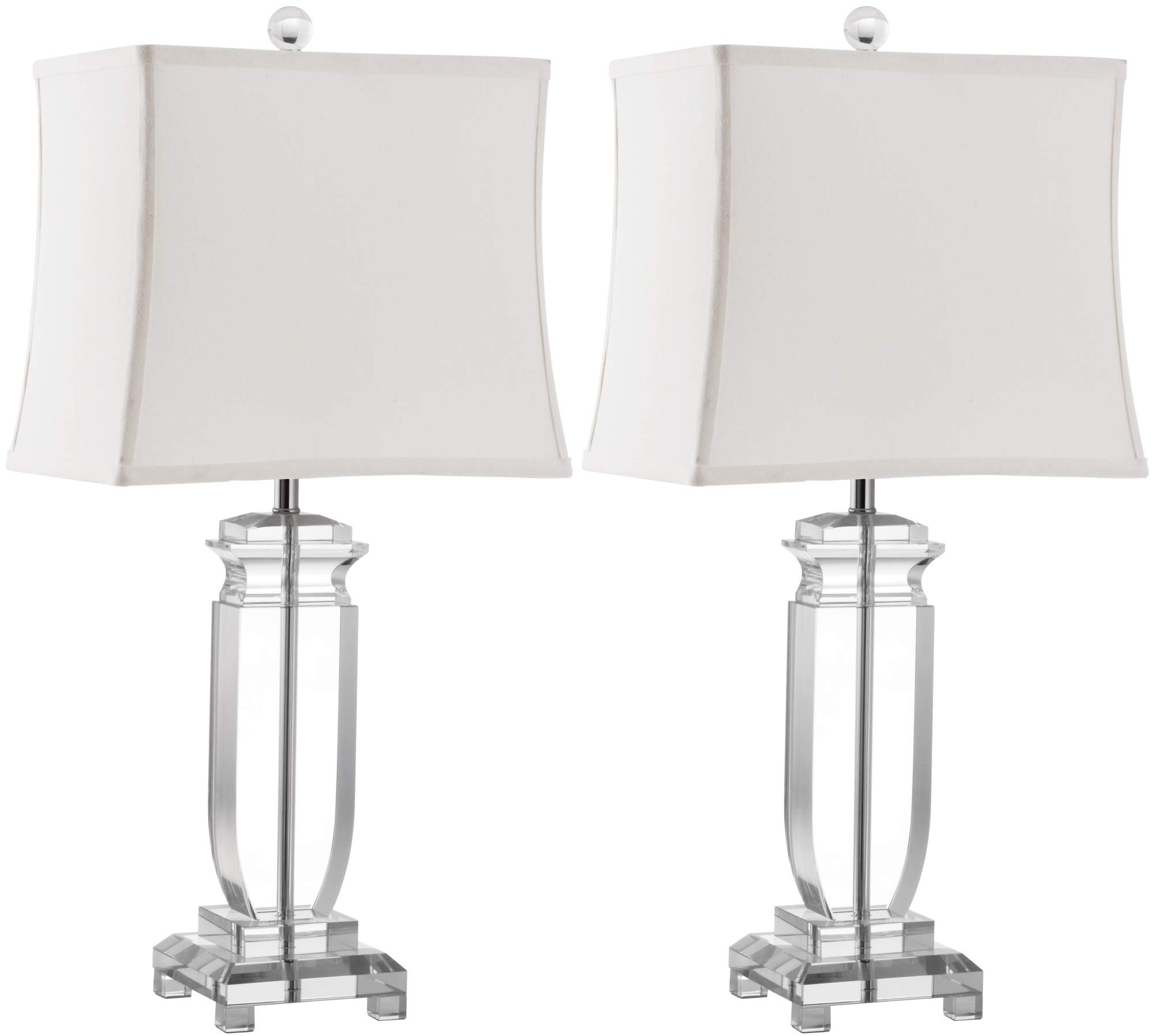 SAFAVIEH Olympia Crystal 24-inch Table Lamp Set of 2 with LED Bulbs - Modern Bedside Lighting for Bedroom, Living Room & Home Office - Perfect for Nightstands, Desks and Reading Nooks