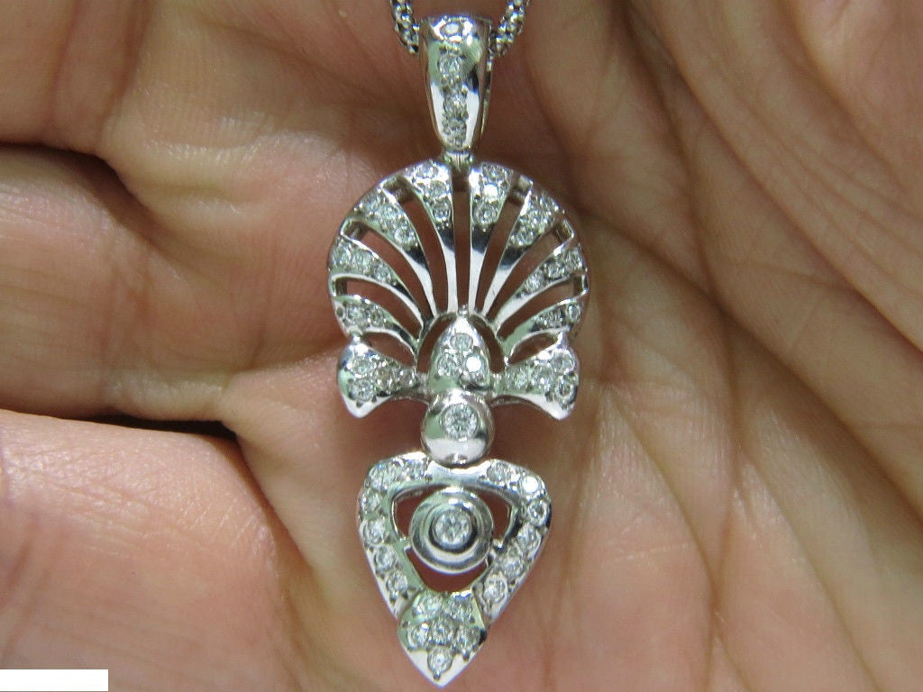 1.10 Carat Diamond Modern Deco Pendant Necklace - Italian 925 Sterling Silver Jewelry for Women - Perfect for Weddings, Anniversaries & Special Occasions