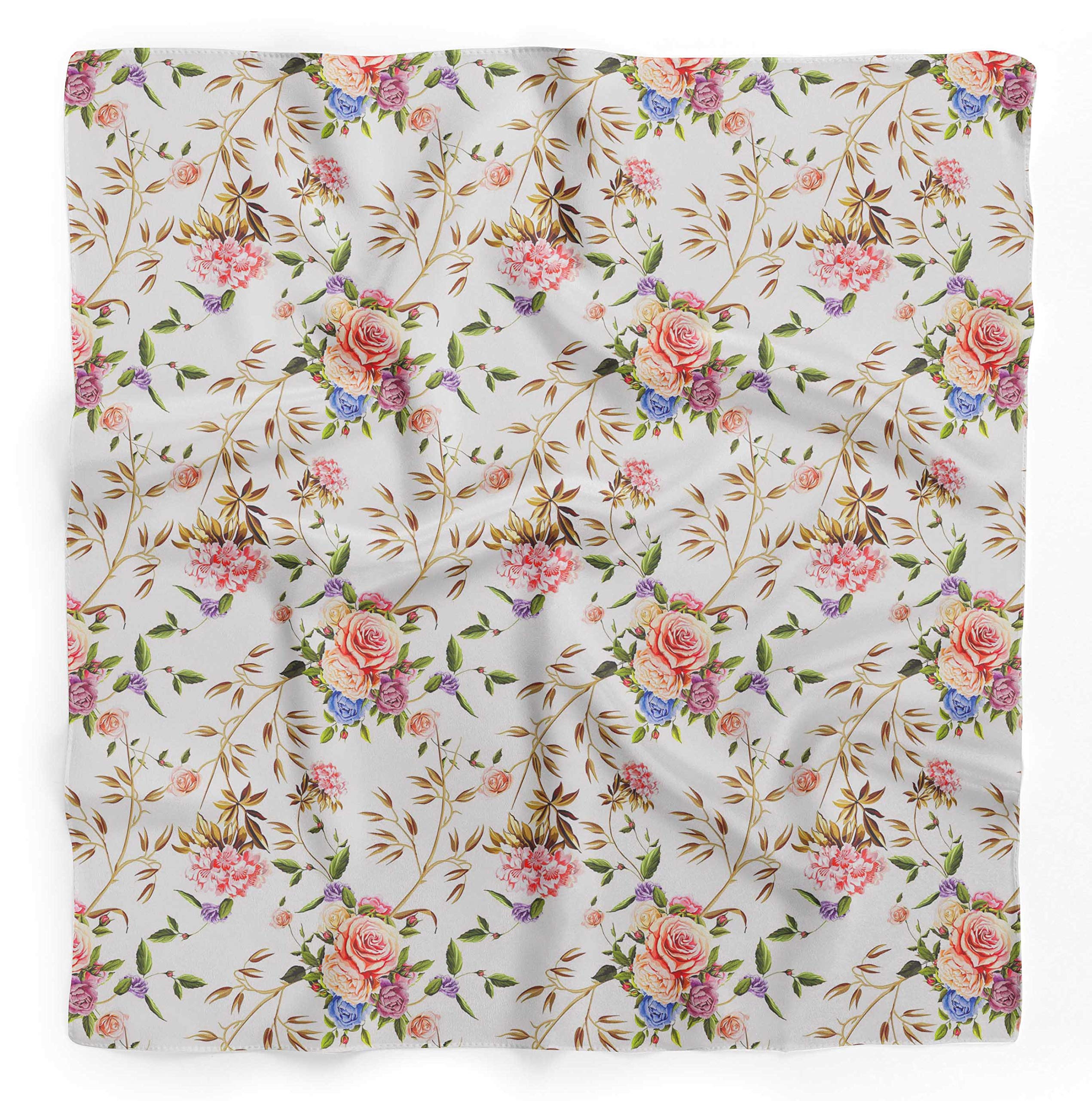 Bimba Printed Pure Silk Scarf - Women's Fashion Hair Neck Head Bandana Wrap - Perfect for Travel, Parties, and Everyday Elegance