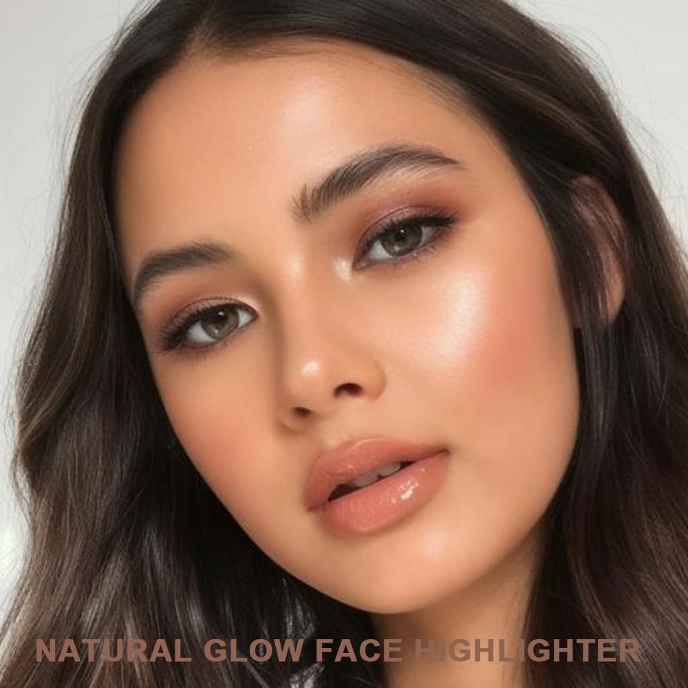Mysense Face Highlighter Makeup Palette with Mirror & Brush - Shimmer Powder Illuminator for Natural Glow Finish | Sun Glow & Contour Highlighter | Perfect for Daily Makeup, Party & Photoshoot Looks