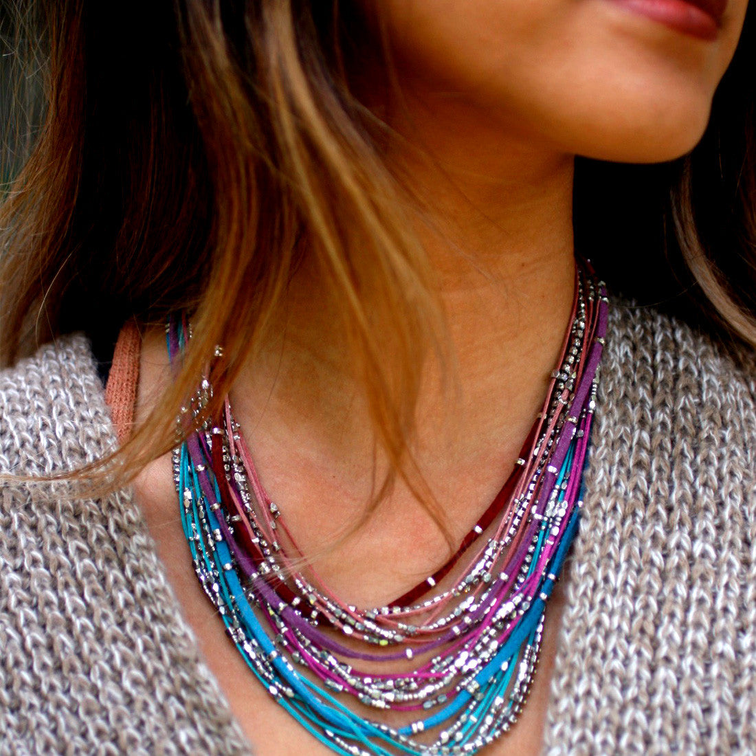 Glistening Strands Double Duty Wrap Bracelet & Necklace - Adjustable Magnetic Clasp in Maroon | Elegant Jewelry for Women, Perfect for Parties, Weddings & Everyday Wear