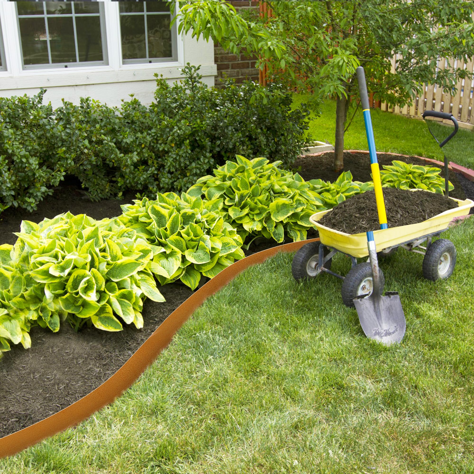 Rustic Corten Steel Garden Edging - 6-Pack Heavy Duty Metal Landscape Borders (40