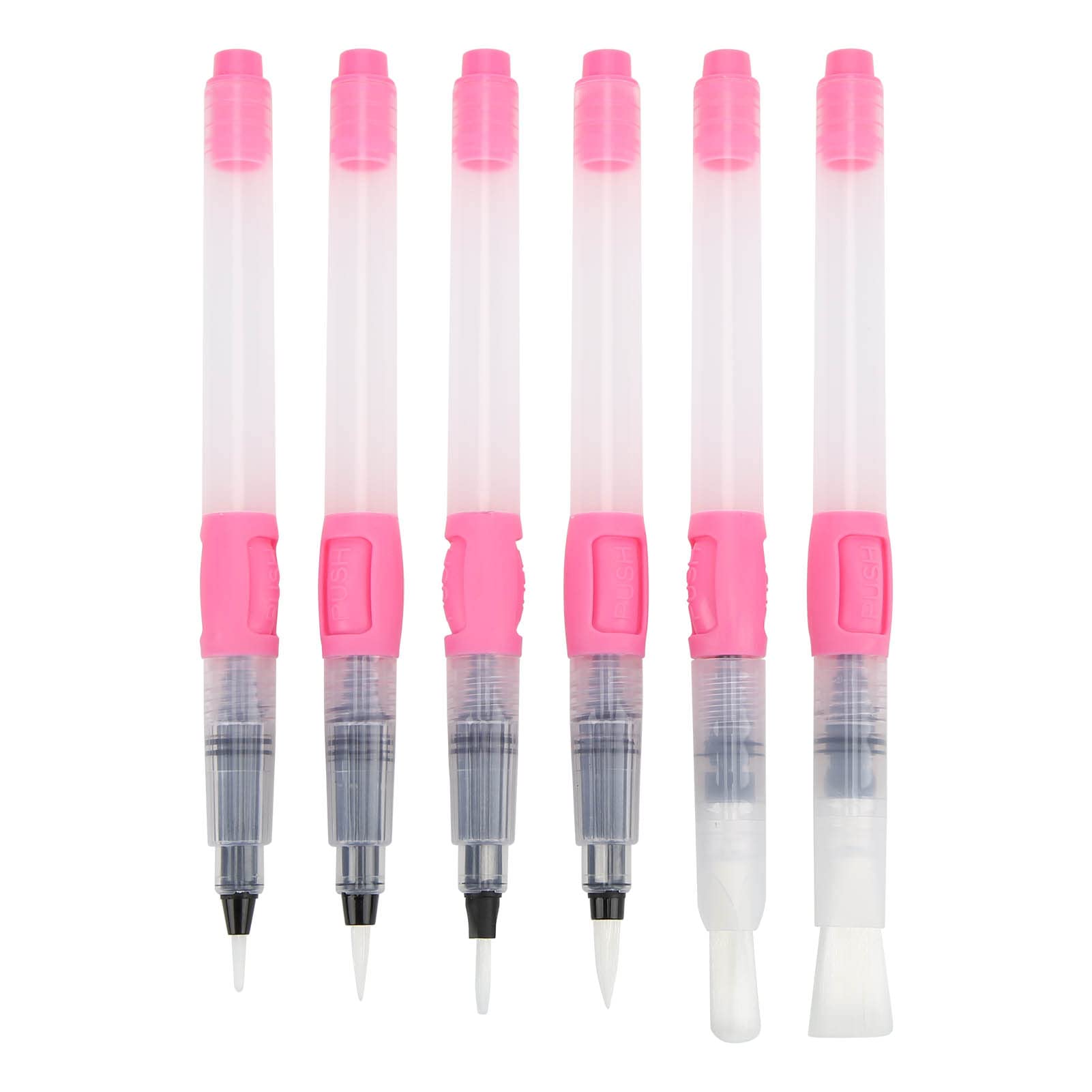Refillable Water Brush Pens Set of 6 Sizes - Portable Calligraphy & Watercolor Brush Markers for Artists, Students & Hobbyists - Perfect for Sketching, Lettering, Coloring Books & DIY Art Projects