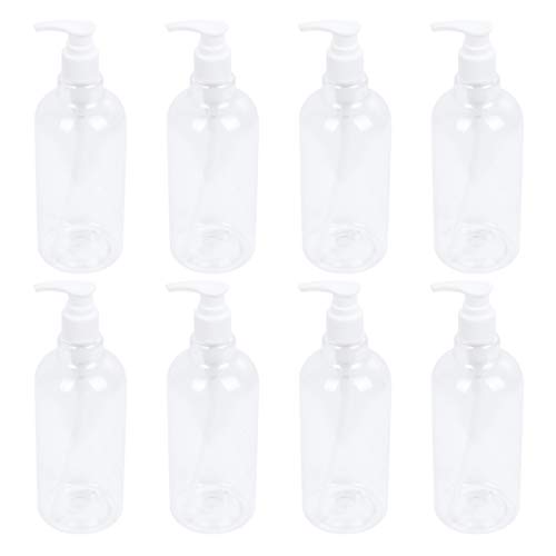 Yardwe 500ml Empty Lotion Pump Bottles - Transparent Liquid Dispenser for Shampoo, Body Wash & Lotion - Set of 8 (Ideal for Travel, Home & Salon Use)