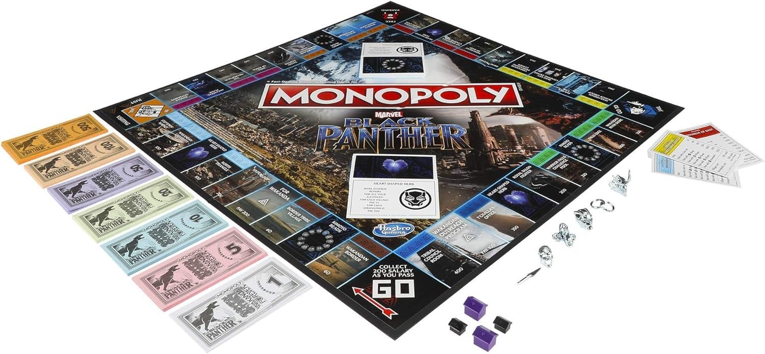 Monopoly Game: Black Panther Edition - Marvel Collector's Board Game for Family Fun and Superhero Fans