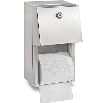 Wall Mounted Toilet Paper Holder - Stainless Steel Bathroom Tissue Dispenser for Home & Office Use - Space Saving & Durable Design