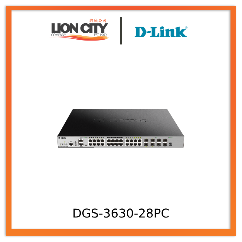 D-Link DGS-3630-28PC 28-Port Layer 3 Stackable Managed PoE Gigabit Switch - High Performance Network Switch for Office & Data Center Use - PRE ORDER ONLY