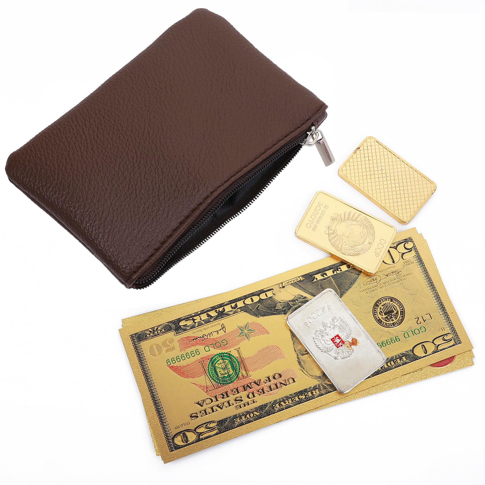 Mini Coin Purse for Women - PU Leather Zipper Wallet with Keychain, Holds Credit Cards, Cash, ID, Keys & Lipstick (Coffee) - Perfect for Travel, Shopping & Everyday Use