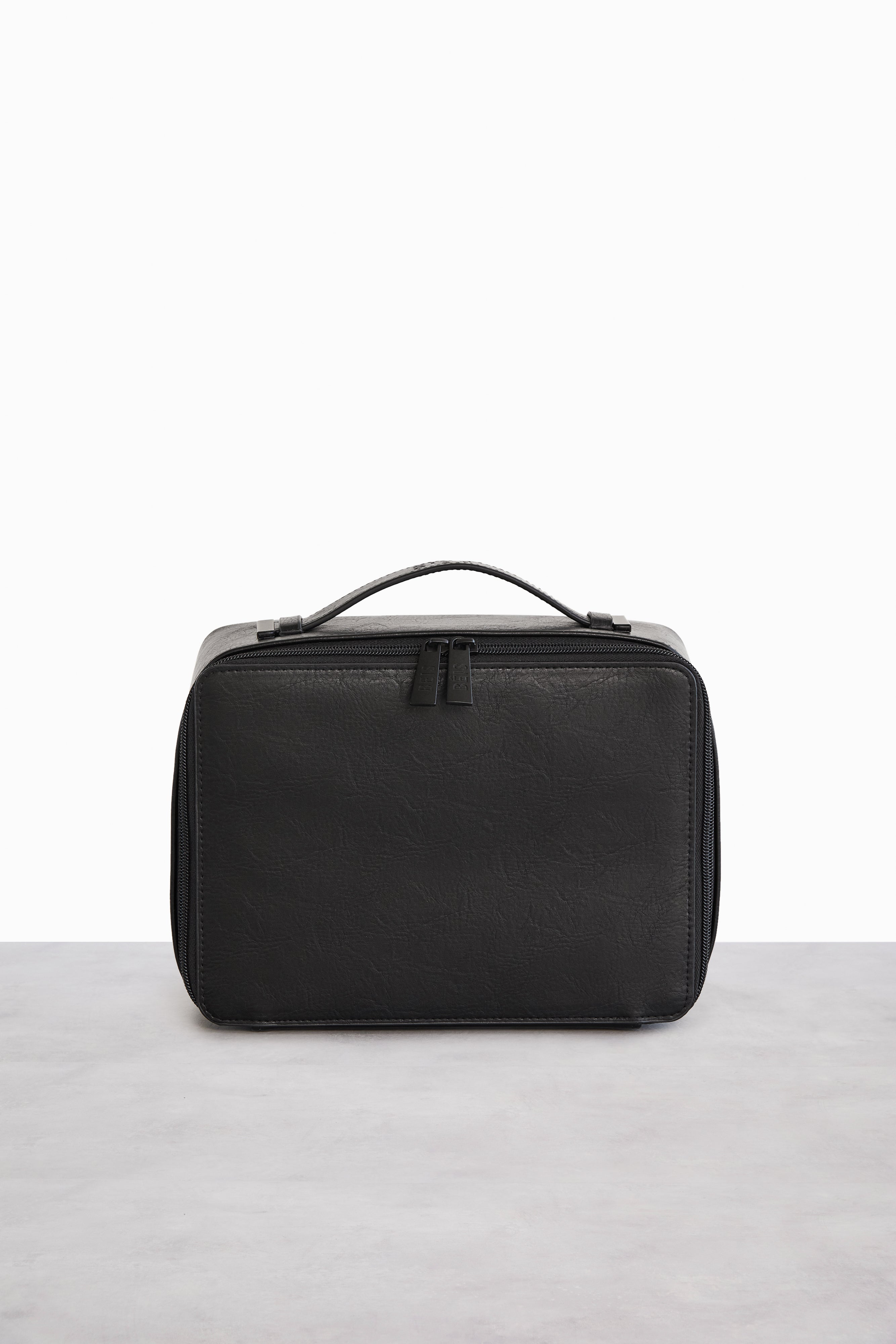 Black Makeup Bag for Travel & Daily Use - Waterproof Cosmetic Organizer with Mirror, Perfect for Toiletries, Brushes & Skincare Essentials