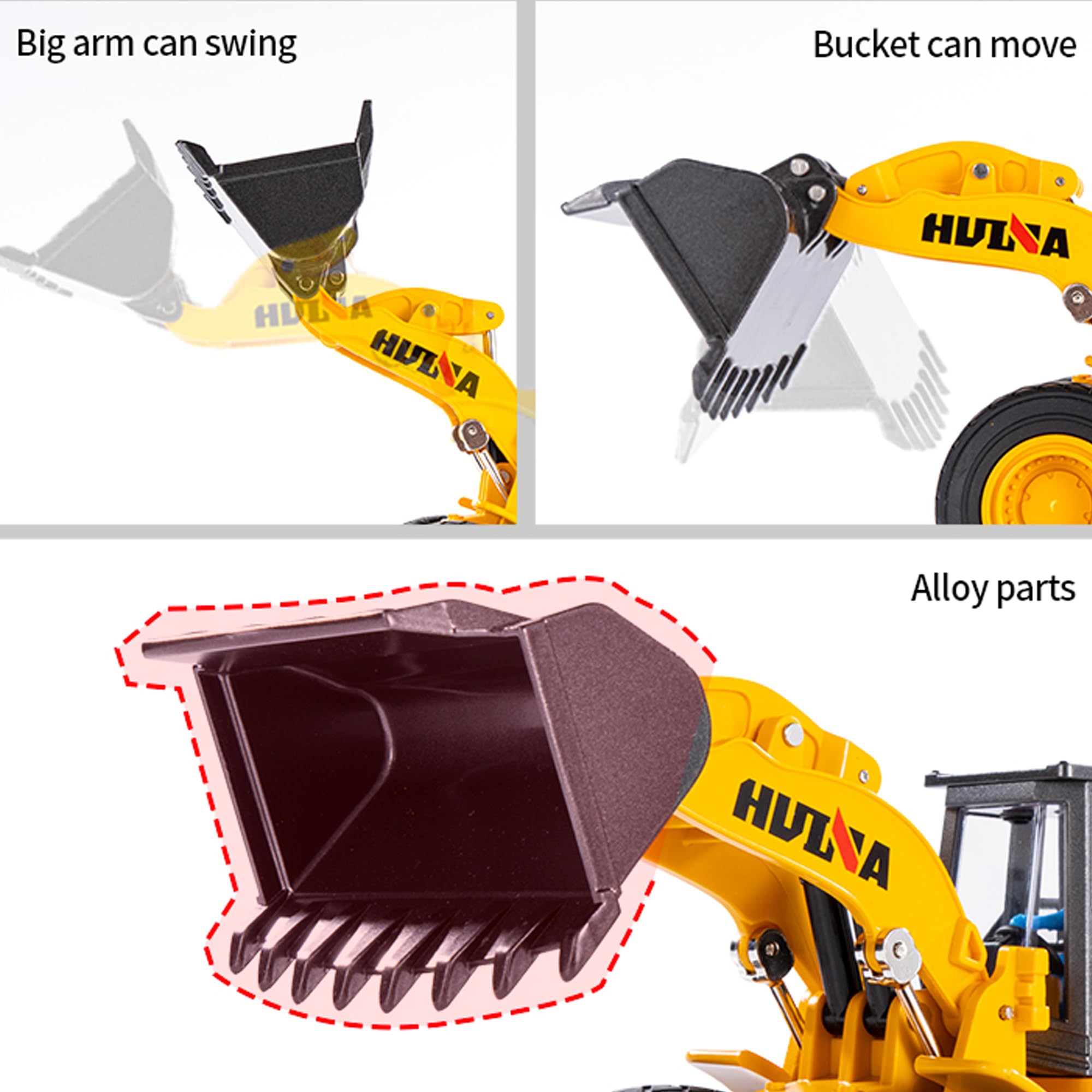 1/35 Scale Large Wheeled Loader Heavy Duty Construction Vehicle - Metal Bulldozer Toy for Kids, Realistic Engineering Vehicle for Outdoor Sandbox Play & Birthday Gift for Toddler Boys | Perfect for Construction Pretend Play, Sandbox Activities & STEM Learning