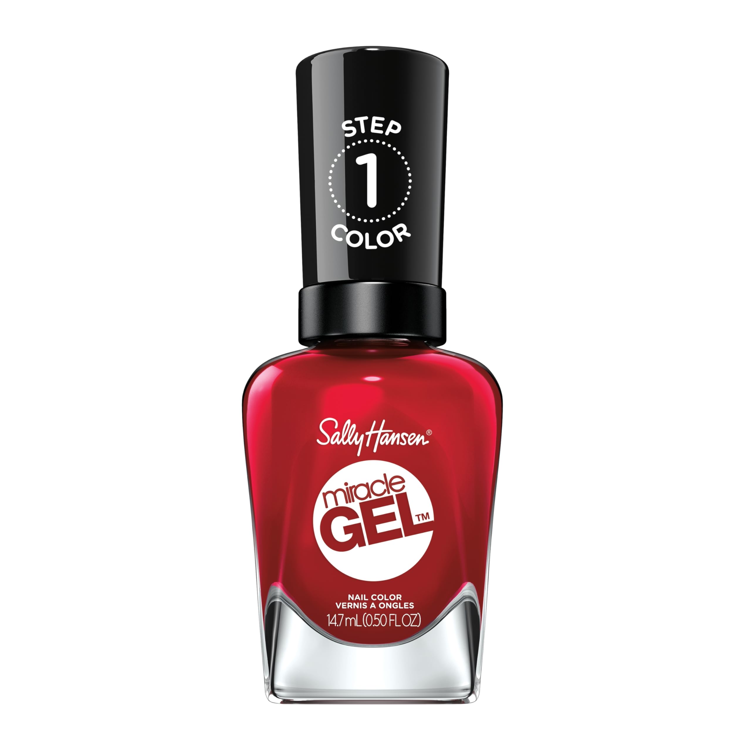 Sally Hansen Miracle Gel Nail Polish - Rhapsody Red, Long Lasting Gel-Like Formula, No UV Lamp Needed, Chip Resistant, Salon Quality at Home | Perfect for Parties, Weddings & Everyday Wear