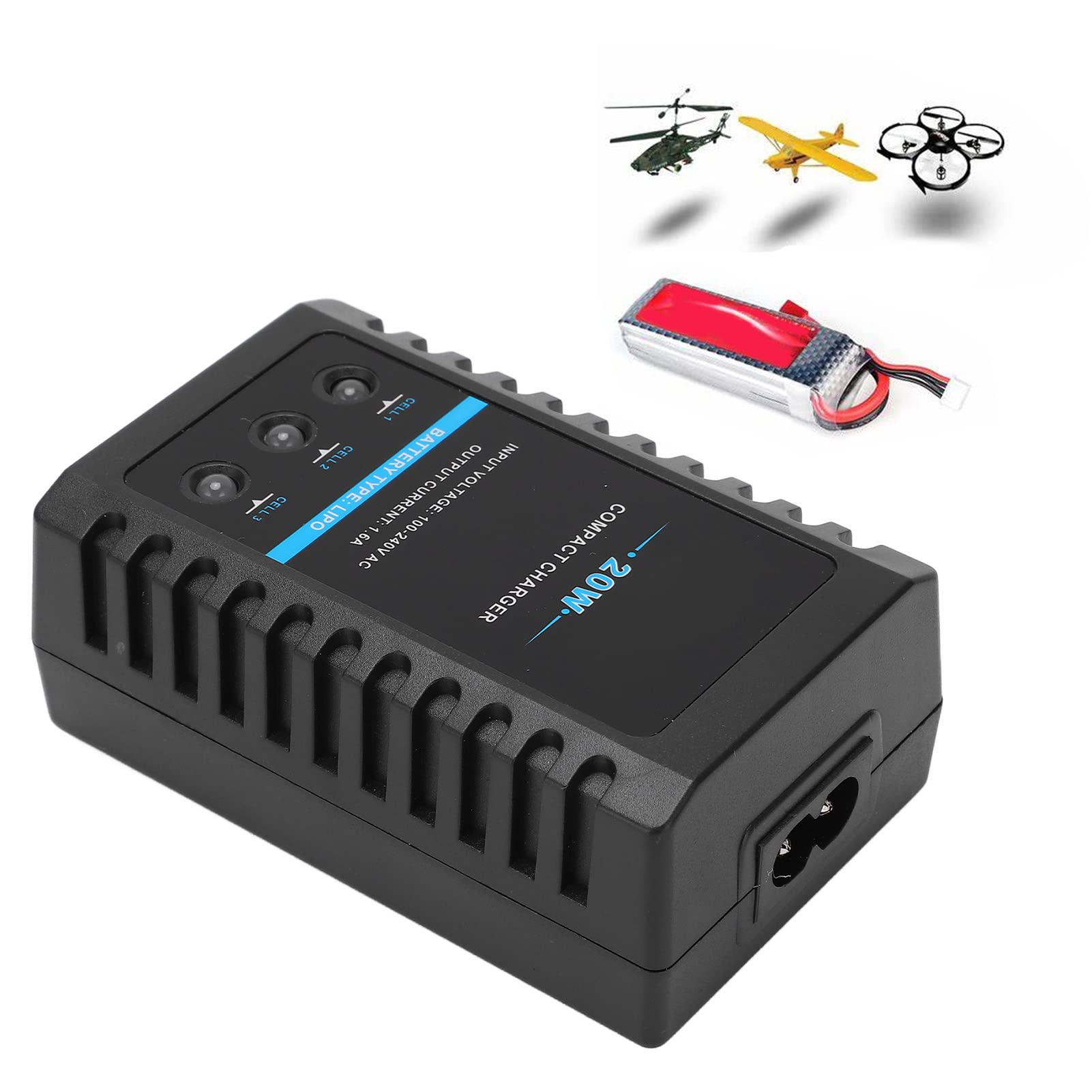 B3 Balance Charger 20W - Fast Charging with Auto Power Off, Long Life 3S Battery Charger for RC Drones, Toys, and Electronics - Perfect for Home, Travel & Outdoor Use