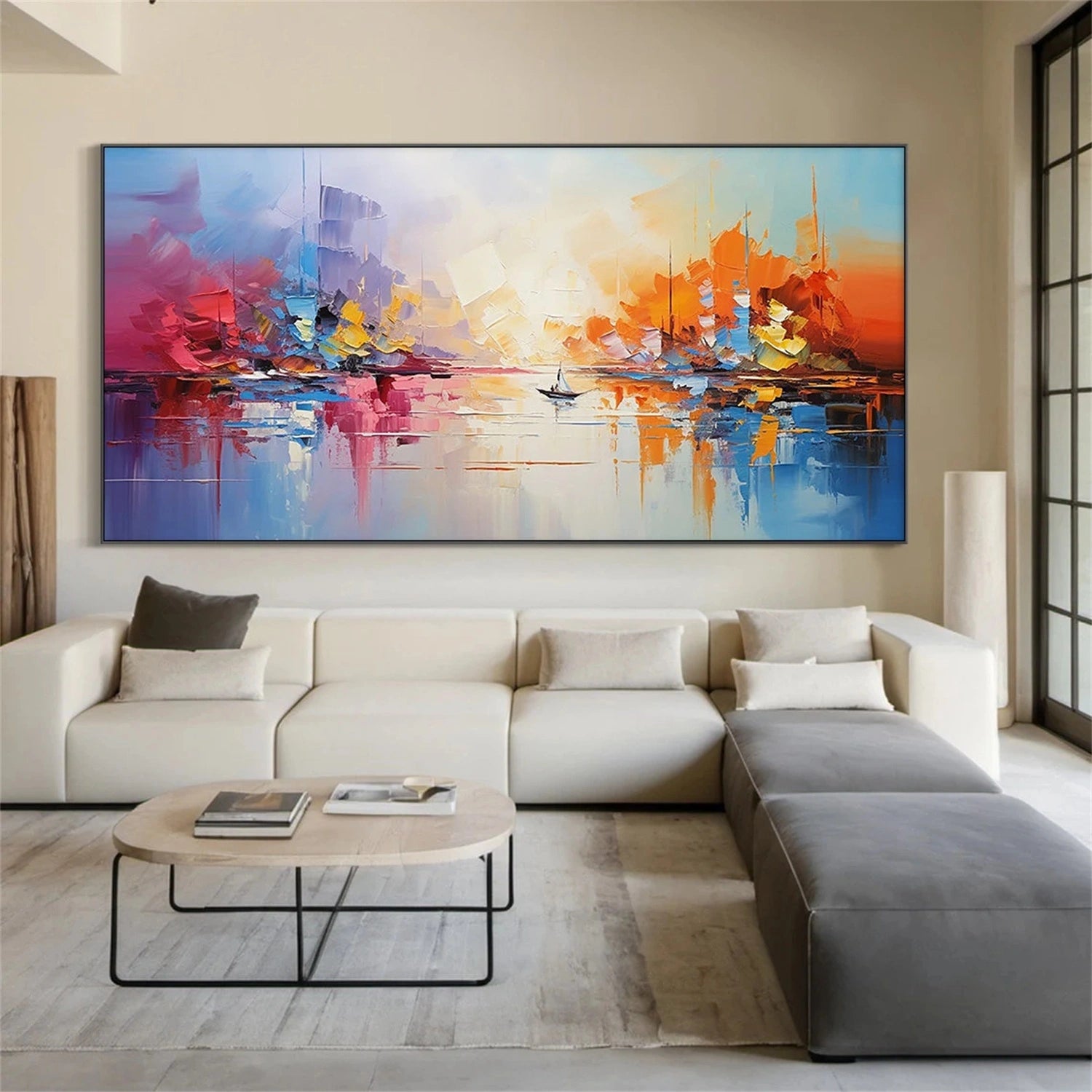 Abstract Painting #AB 303 - Modern Wall Art Decor for Living Room, Bedroom & Office - Handmade Canvas Artwork