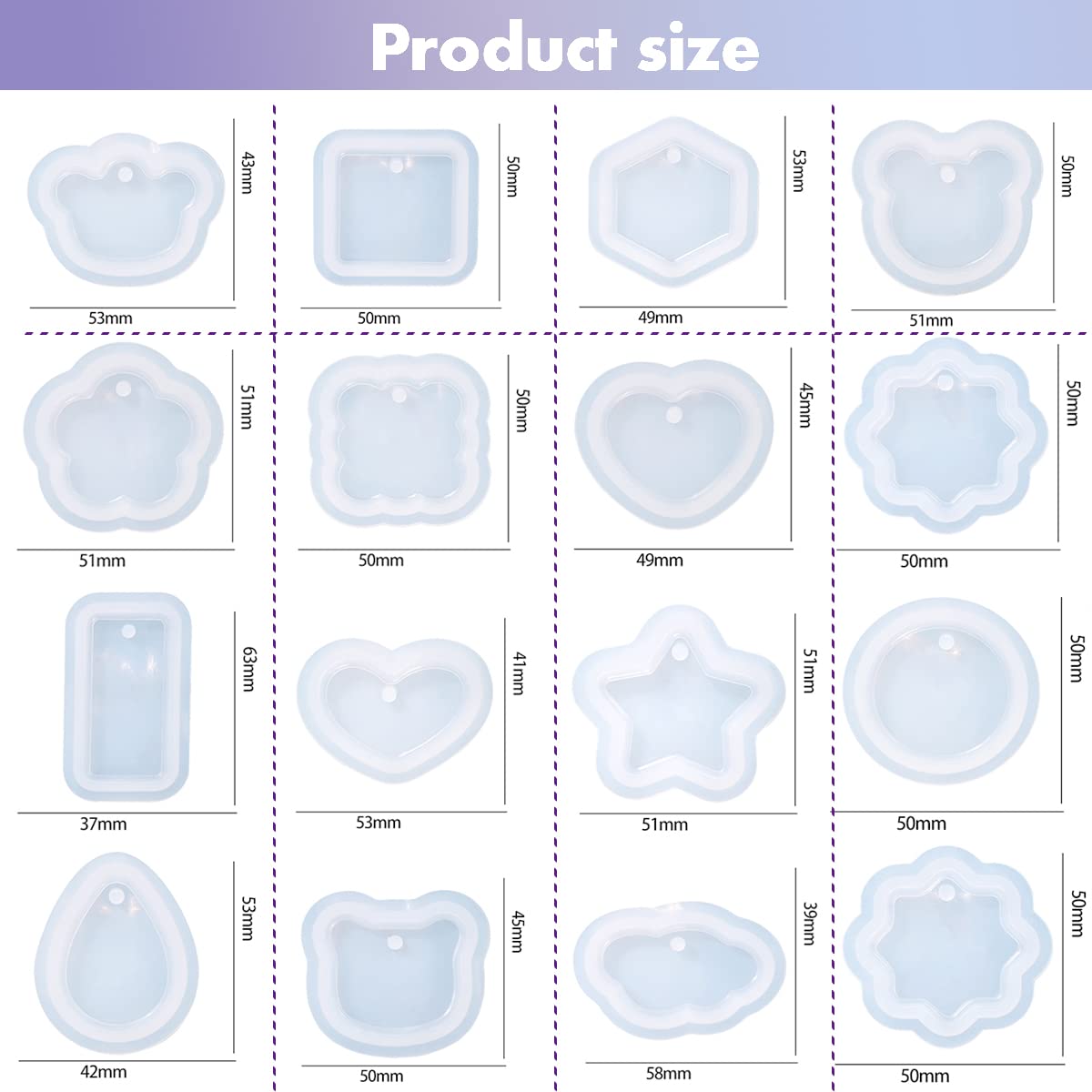 16PCS Silicone Resin Jewelry Molds for Pendants, Earrings & Keychains - DIY Epoxy Resin Casting Molds for Shaker Charms & Craft Jewelry Making - Perfect for DIY Gifts, Handmade Accessories & Home Craft Projects