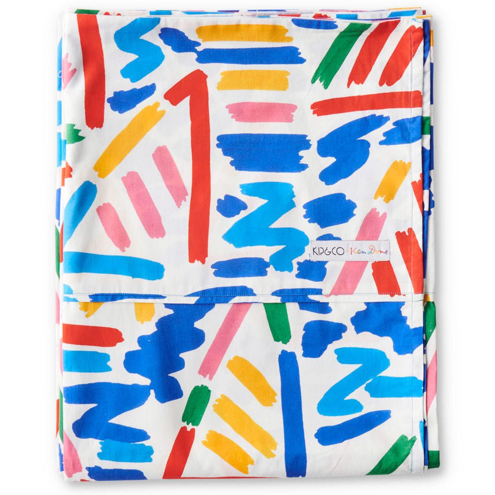 Kip&Co X Ken Done Organic Cotton Kids Flat Sheet - Soft & Breathable Bedding for Toddlers & Children - Perfect for Nursery, Daycare & Home Use