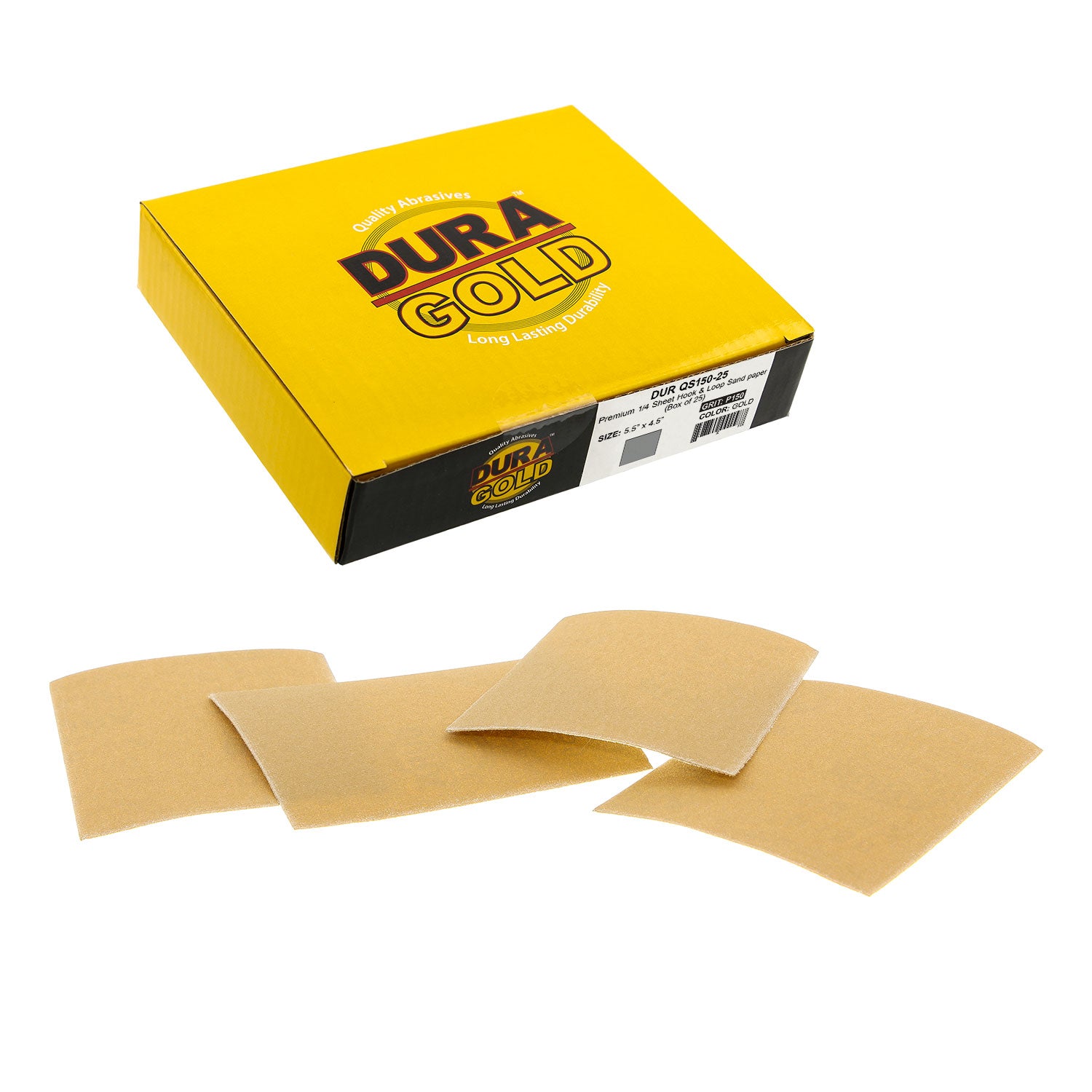 150 Grit 1/4 Sheet Hook & Loop Sandpaper 5.5