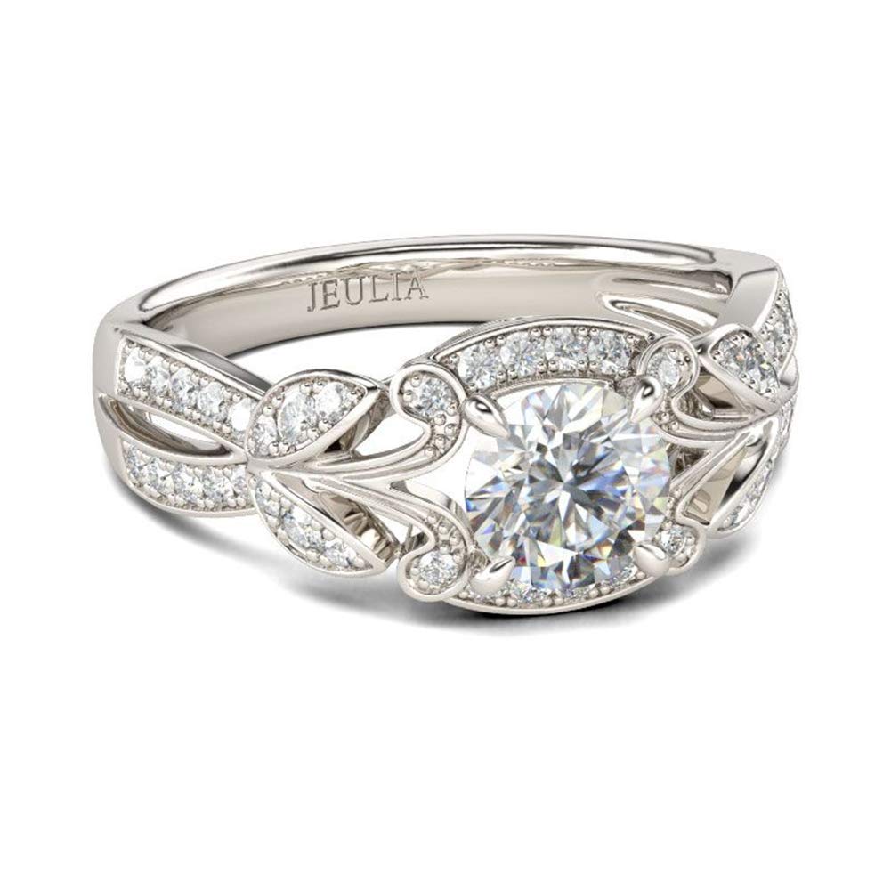 Jeulia 2 Carat Round Cut Cubic Zirconia Engagement Ring for Women - 925 Sterling Silver Wedding Band, Anniversary & Promise Ring with Jewelry Gift Box - Perfect for Proposals, Bridal Jewelry & Special Occasions