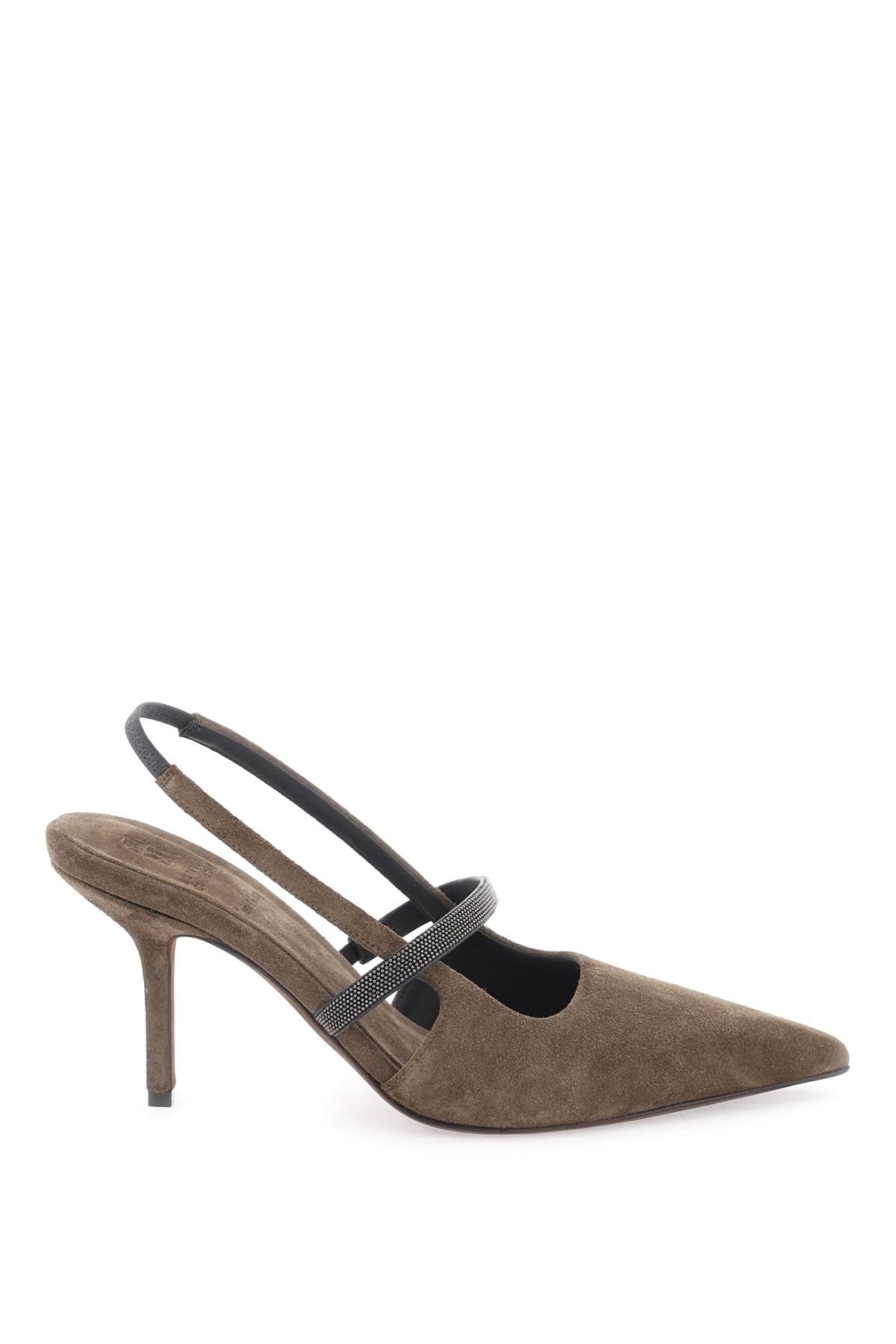Brunello Cucinelli Slingback Pumps with Precious Strap - Elegant Women's Heels for Parties, Weddings & Evening Events
