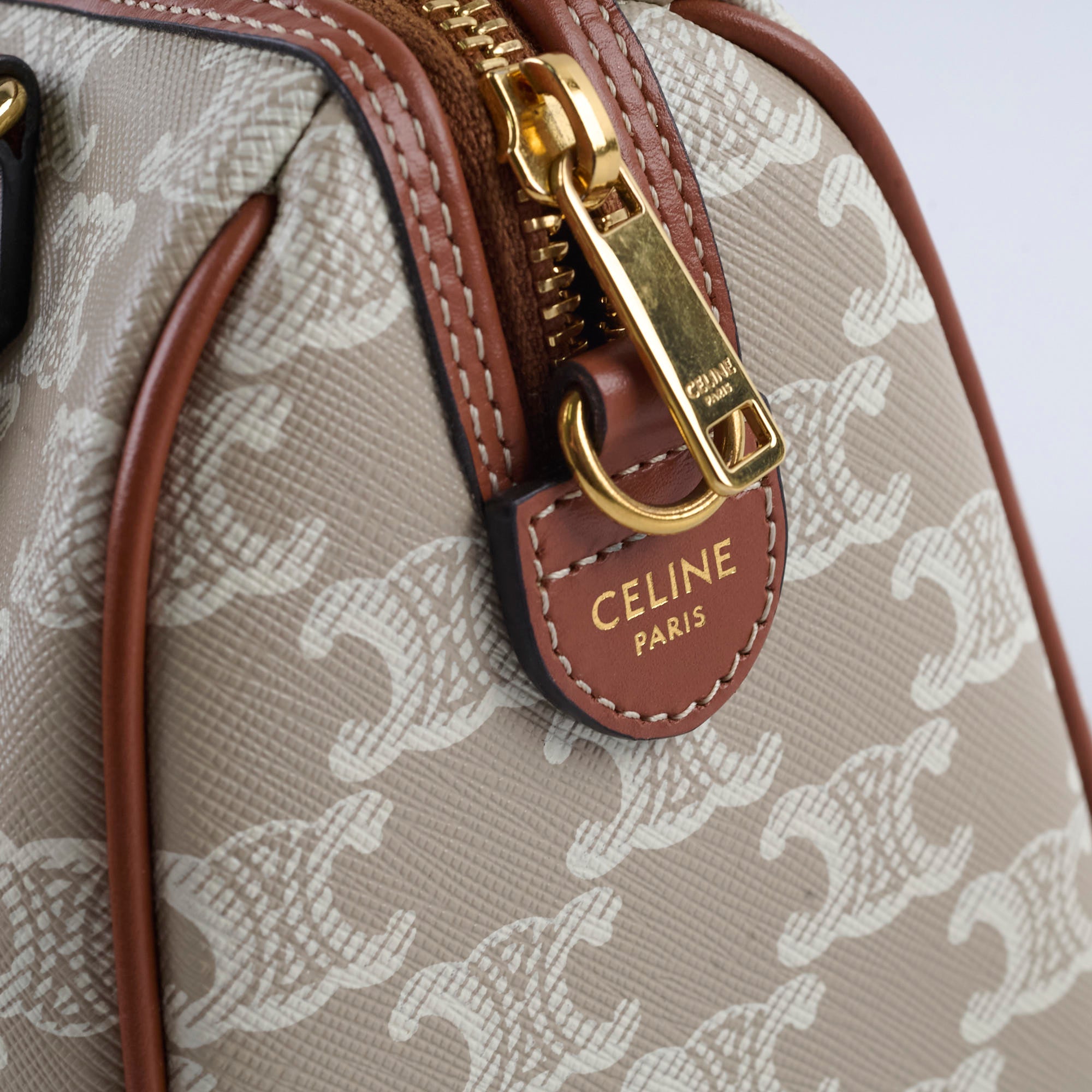 Celine Boston Small Triomphe Bag in Beige/Tan - Luxury Crossbody Handbag for Women, Perfect for Work, Travel & Everyday Use