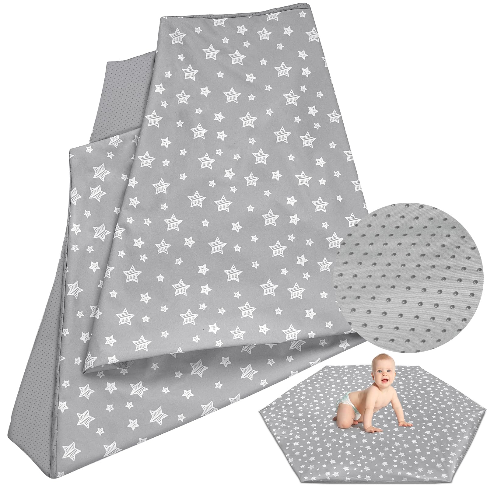 Non-Slip Waterproof Baby Play Mat Cover - Compatible with POP 'N GO Playpen Mat | Hexagon Playpen Protector for Safe Crawling & Playtime | Nursery, Daycare & Home Use