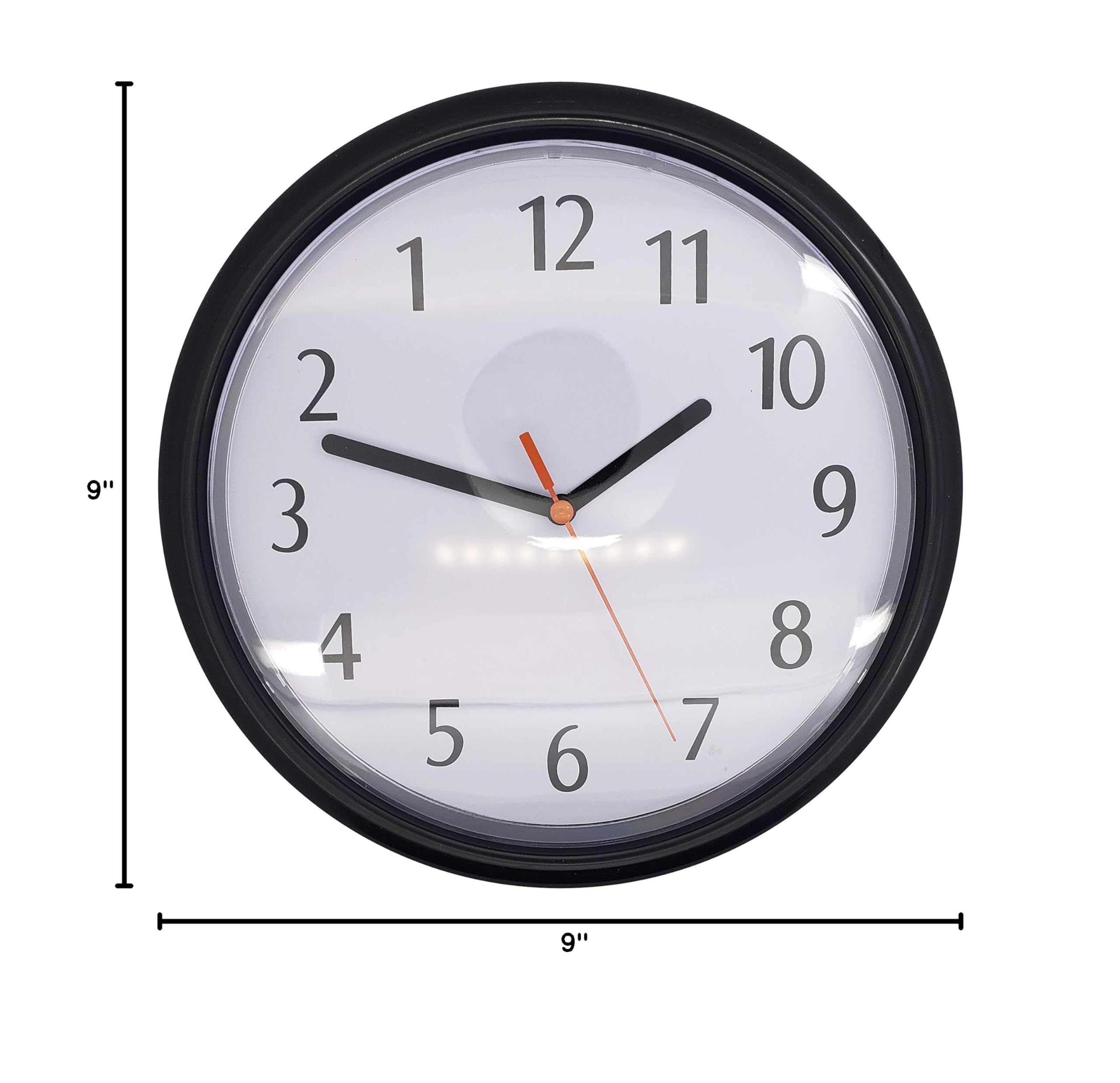 Funny Black Reverse Joke Wall Clock (9 Inches) with Large Numbers - Counterclockwise & Backwards Design | Perfect for Prank Gifts, Office Decor, and Unique Home Accessories