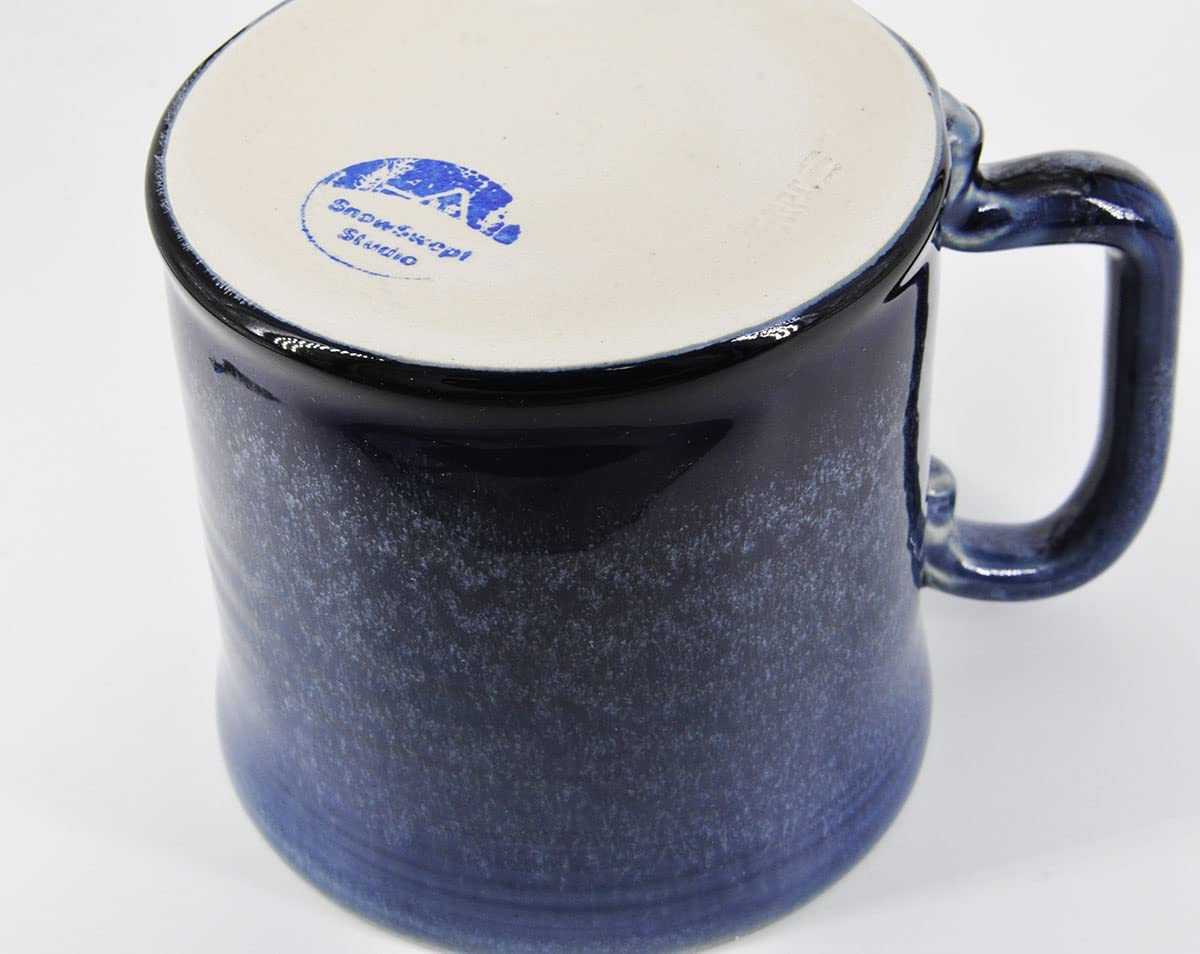 Handmade Ceramic Coffee Mug - 14oz Blue & White Frosted Design | Perfect for Home, Office & Gifts | Durable & Stylish Drinking Cup for Coffee, Tea & Hot Beverages