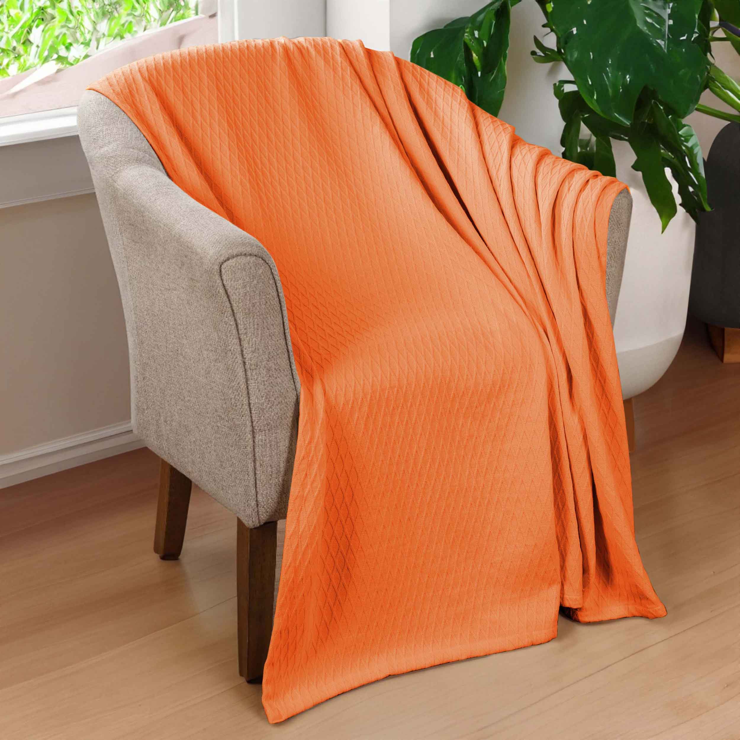 Premium Cotton All-Season Diamond Pattern Bed Blanket & Sofa Throw - Soft Cozy Blanket for Bedroom, Living Room, Travel and Gift Giving