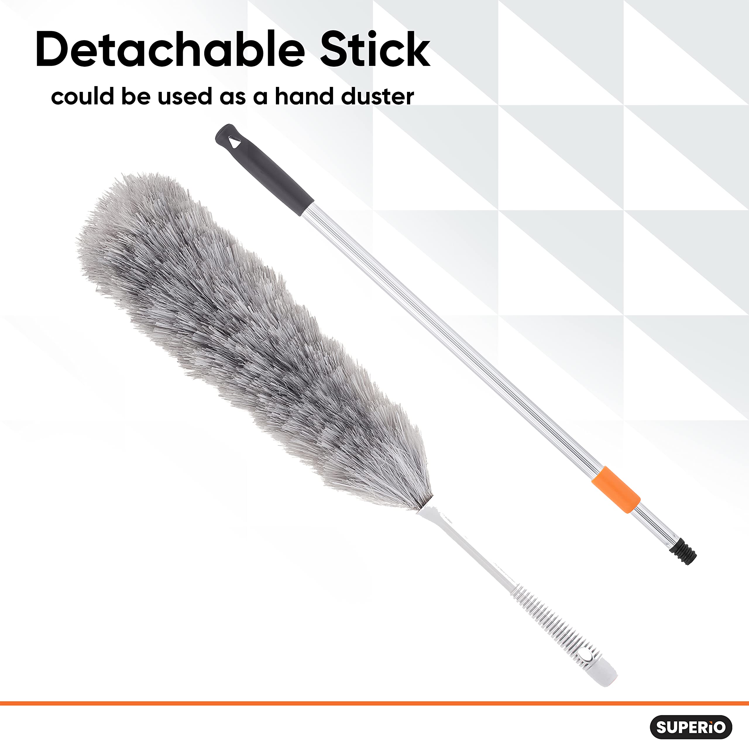 Superio Extendable Duster with Aluminum Handle for Home Cleaning - Dusting Ceilings & Fans