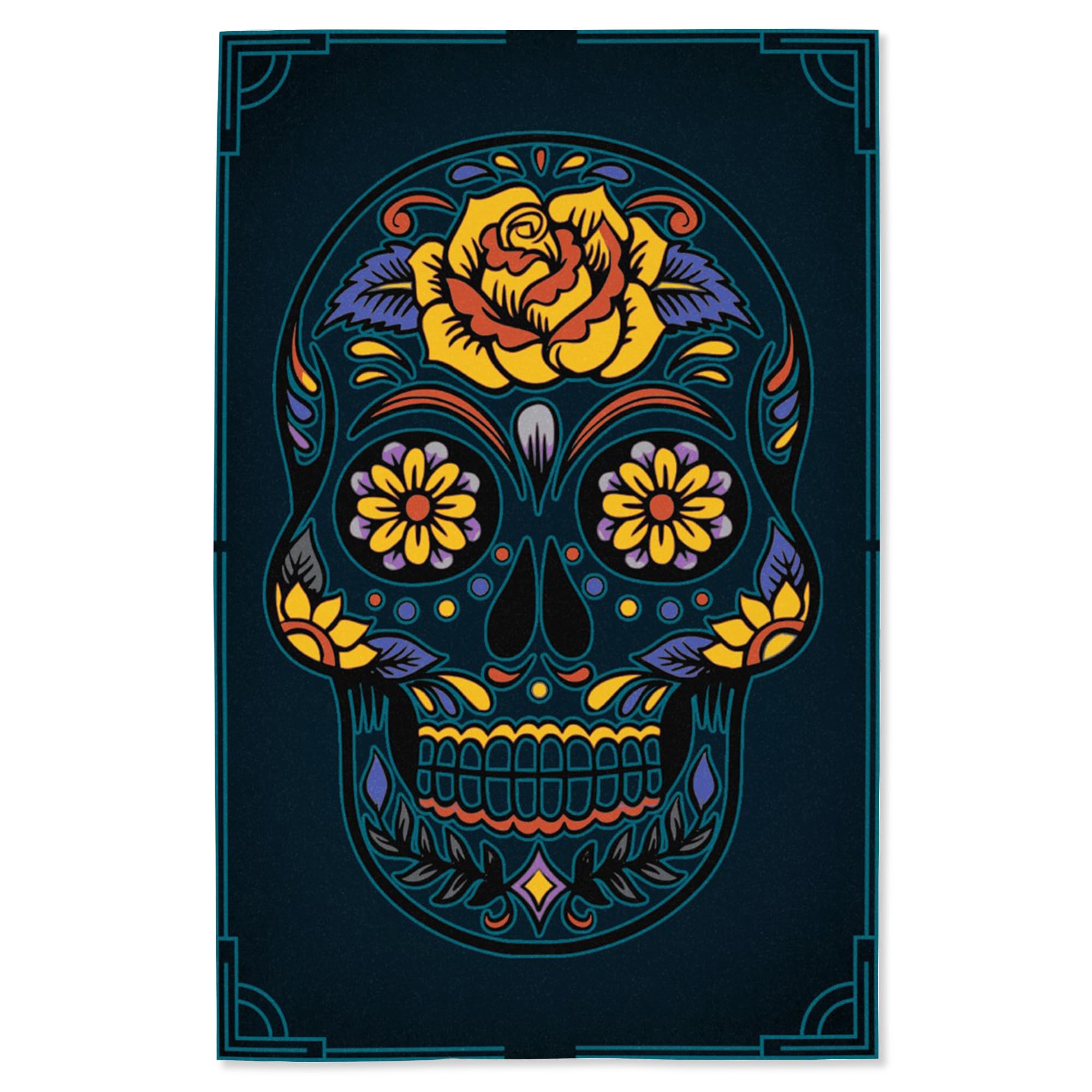 Lantern Press 16x24 Inch Giclee Art Print Wall Decor - Sugar Skull Navy Blue - Perfect for Home, Office & Gallery Decor