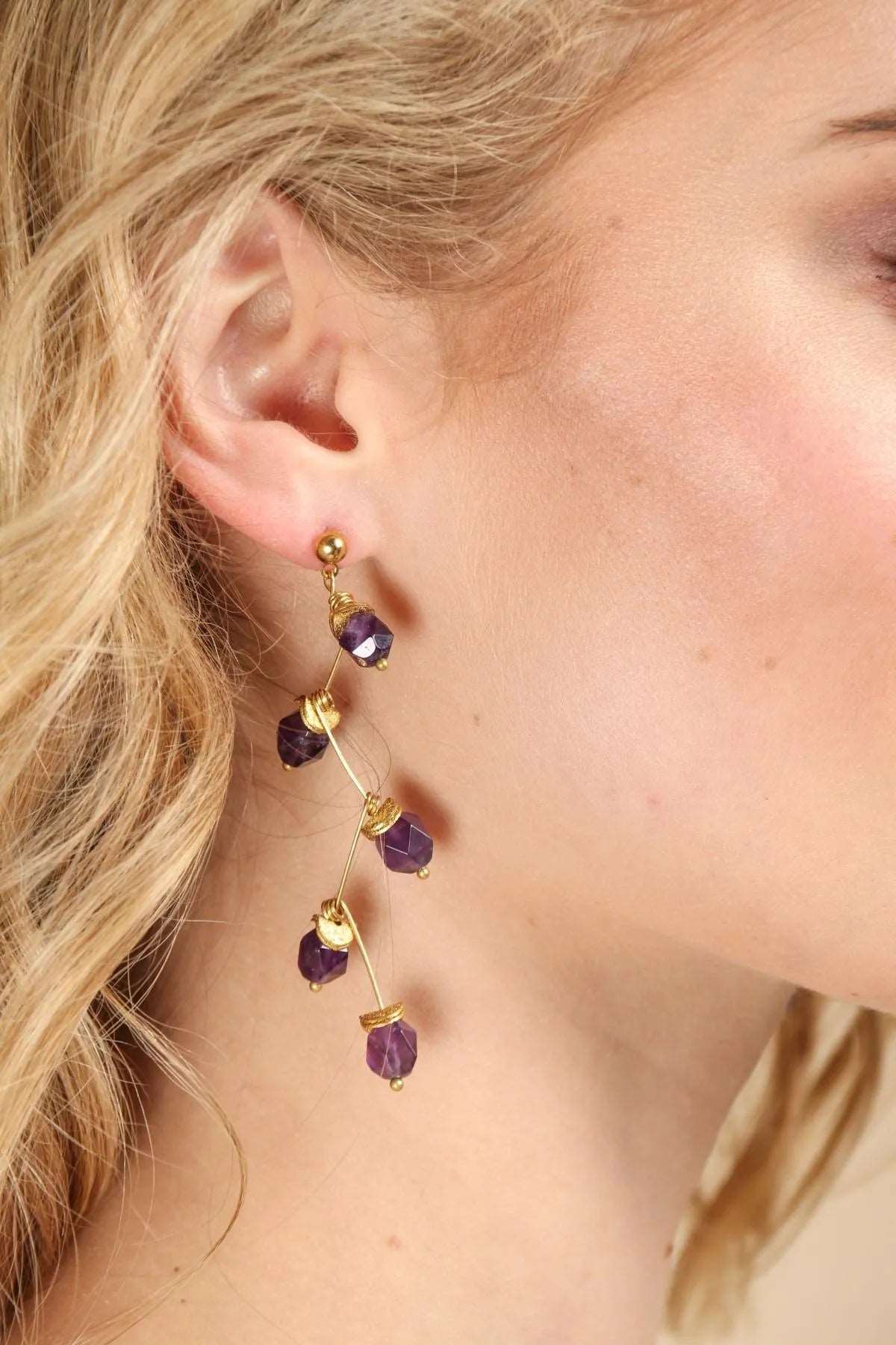 Dangle Gemstone Earrings for Women - Elegant Bohemian Drop Earrings with Natural Stones - Perfect for Parties, Weddings & Everyday Wear