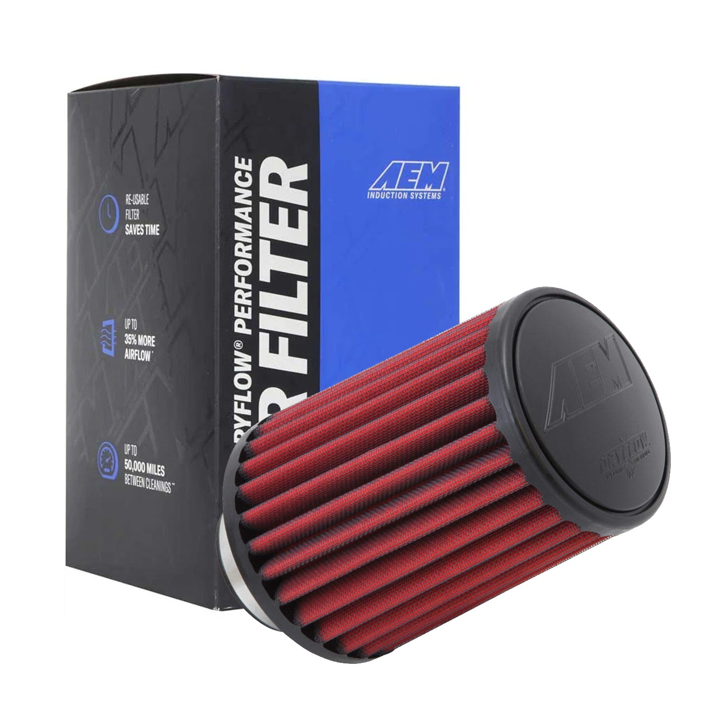 AEM Universal Washable Air Filter Cone Type - 21-2157DK, 2.75