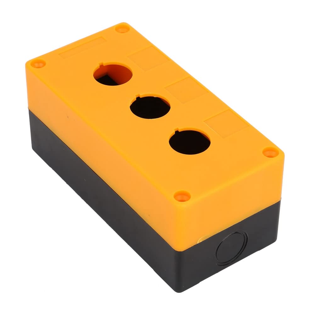 22mm 3-Hole Switch Control Box for Gate Opener - Waterproof Yellow Enclosure for Auto Marine Use (Ideal for Boat, RV & Industrial Applications)
