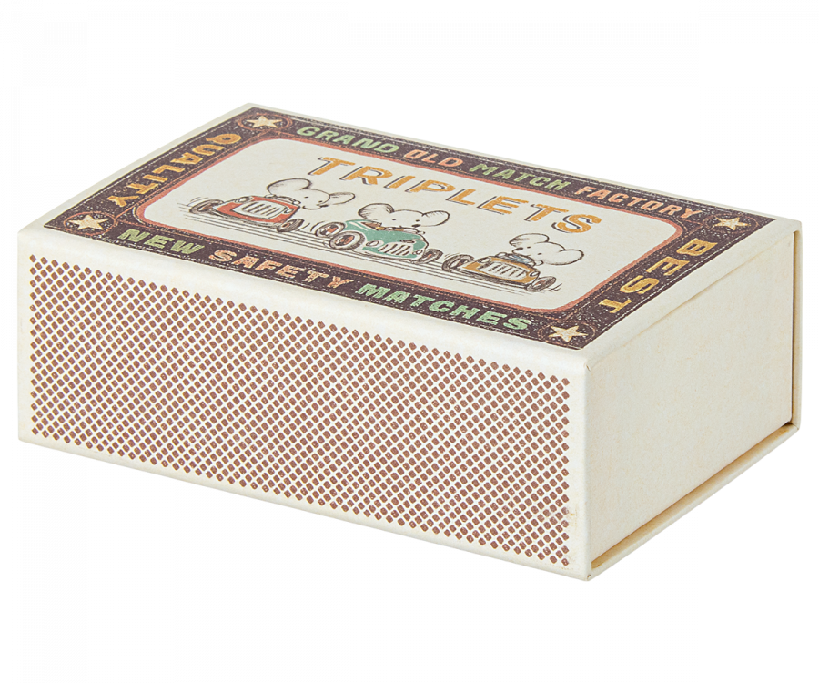 Adorable Baby Mice Triplets in Miniature Matchbox - Perfect for Dollhouse Decor, Fairy Gardens & Unique Gift Ideas