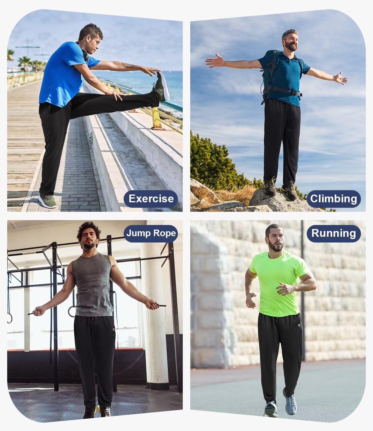 5 Pack Men's Sweatpants with Zip Pockets - Loose Fit Open Bottom Joggers, Breathable Mesh Athletic Pants for Running, Gym, Workout & Casual Wear | Comfortable Lounge Pants for Home, Travel & Outdoor Activities