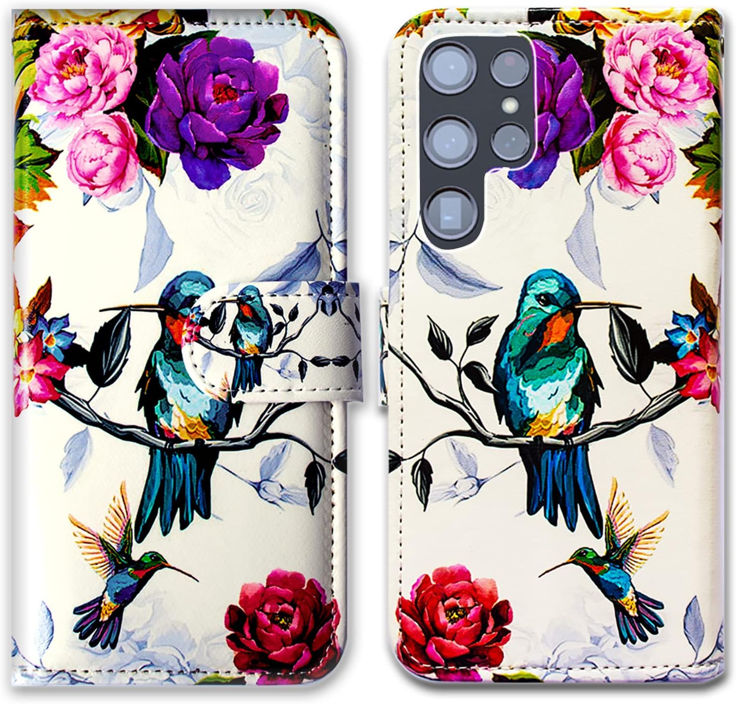 Premium Galaxy S22 Ultra Case - Dream Catcher Galaxy Sky Design, Genuine Leather Flip Cover with Card Slots | Perfect for Business, Travel & Daily Protection