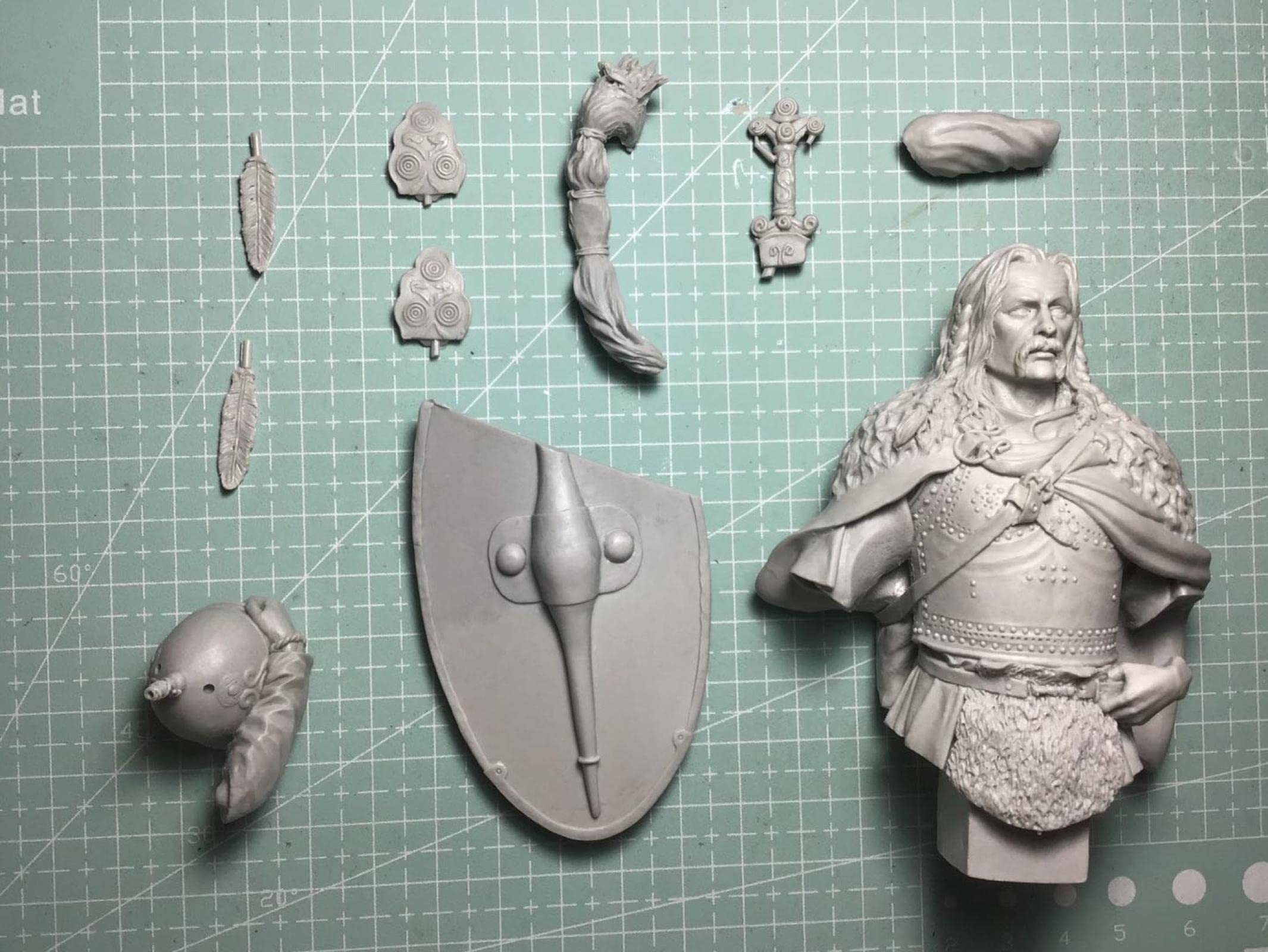 1/12 Scale Ancient Military Commander Bust Resin Figure - Unassembled & Unpainted Soldier Model Kit (3-Piece Set) | Perfect for Wargaming, Diorama Building, and Historical Collectors - Vl2-91 Goodmoel