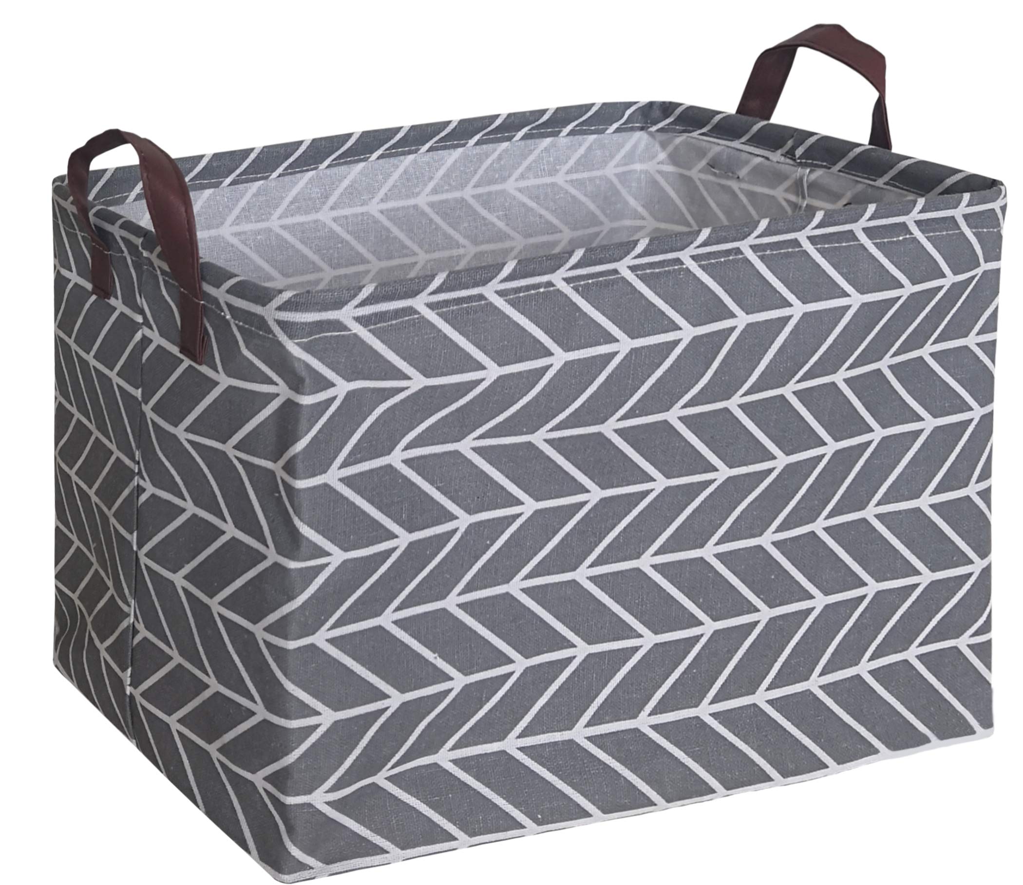 CLOCOR Collapsible Rectangular Storage Basket with Handles - Waterproof Coating Fabric Bin for Home Organization, Toys, Books & Shelves | Cute Arrow Pattern | Perfect for Nursery, Closet & Bathroom Storage