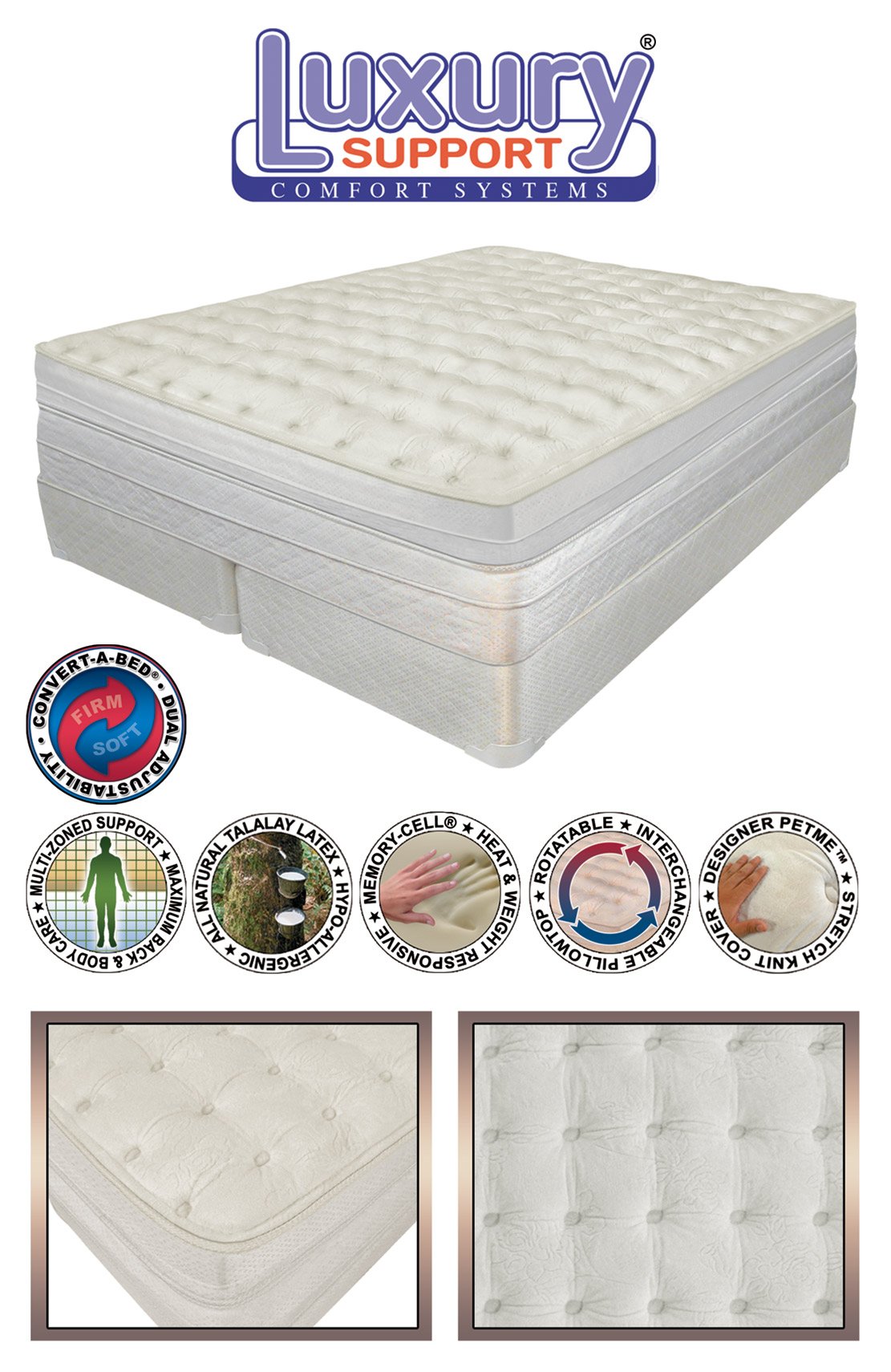 INNOMAX Twin XL Medallion Adjustable Air Mattress with Built-in Pump & Foundation - Perfect for Guest Beds, Camping & Home Use